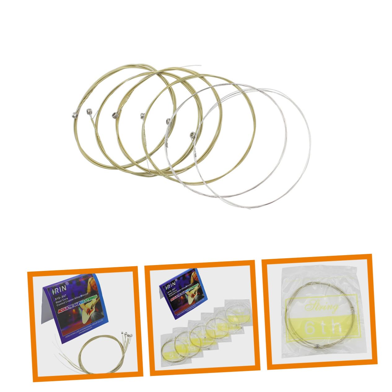6PCS Folk Steel Guitar Strings - Stainless Steel Strings for Acoustic & Electric Guitars - Perfect for Performances, Practice & Studio Recording