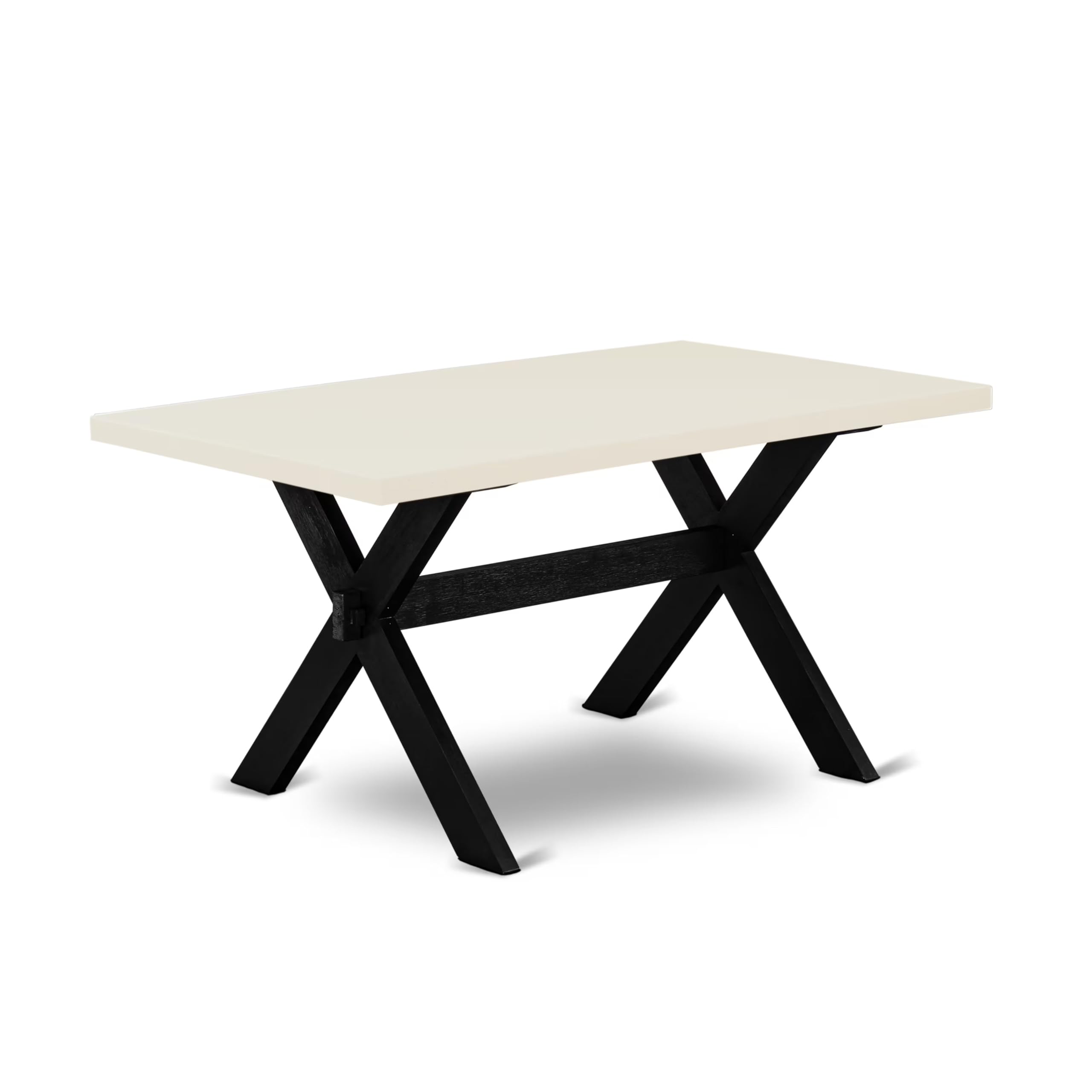 East West Furniture 5-Piece Kitchen Table Set for 4 - 36x60 Inch Rectangle Dining Table with X-Legs & 4 Dark Gotham Grey Linen Fabric Chairs - Perfect for Small Dining Rooms, Breakfast Nooks, and Apartment Living