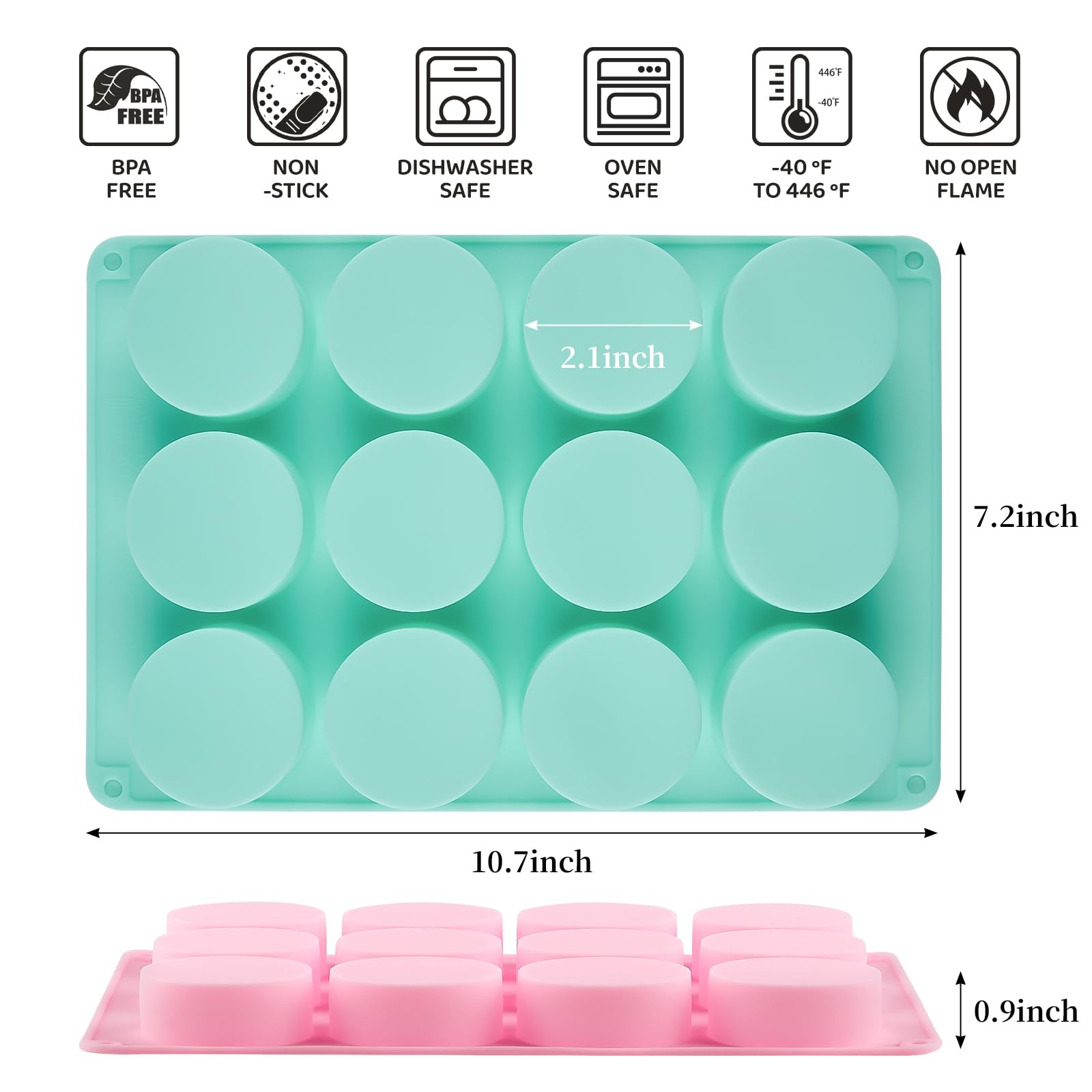 12-Cavity Silicone Chocolate Covered Oreo Mold - Non-Stick Round Baking Molds for Mini Cakes, Cookies & Jelly (2-Pack) | Perfect for Birthday Parties, DIY Desserts & Holiday Treats