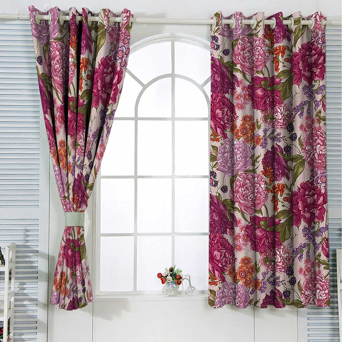 Shabby Chic Thermal Insulated Curtains - Multicolor Grommet Top Blackout Drapes for Bedroom, Living Room & Dining Room (36