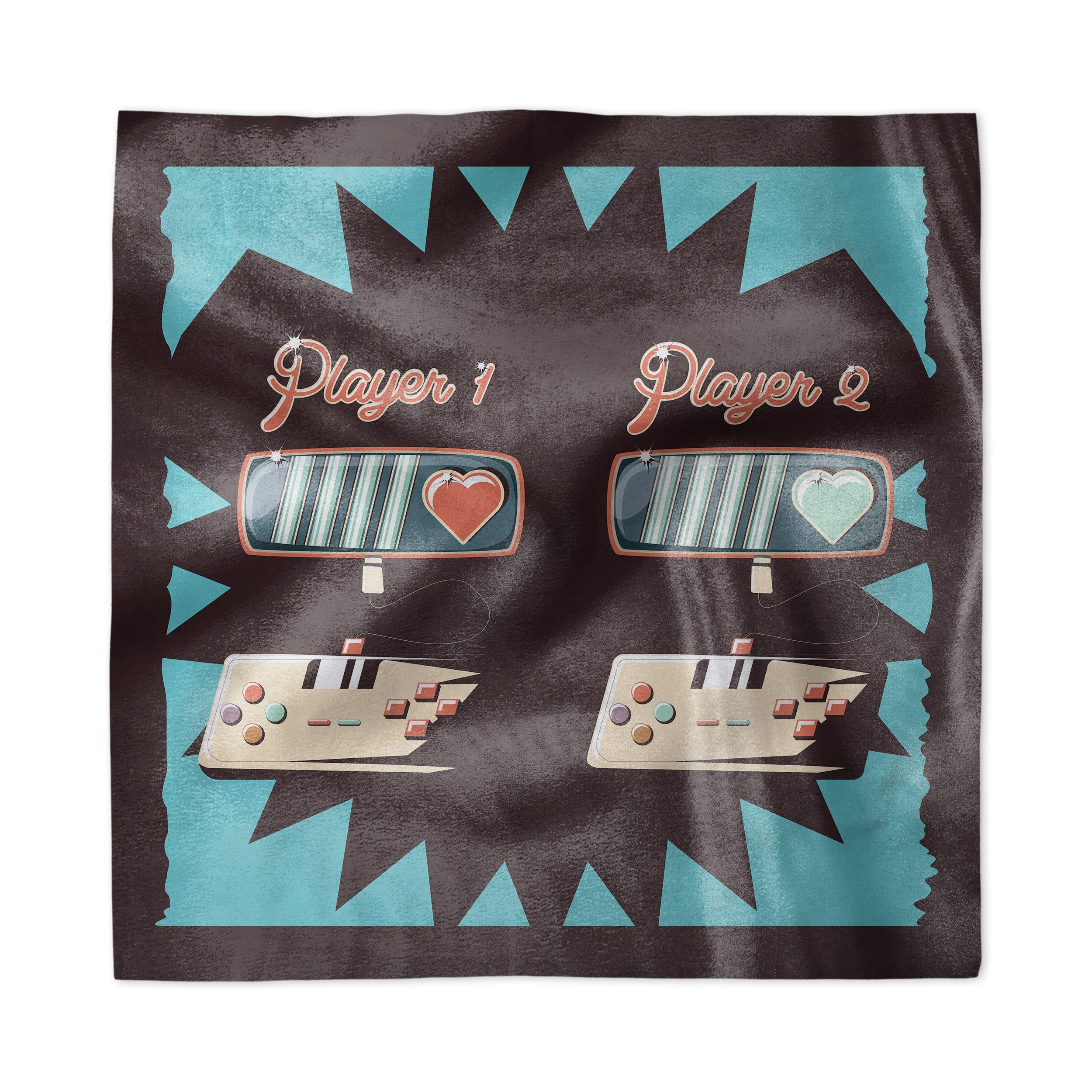 Ambesonne 4-Pack Gaming Themed Decorative Napkins - Retro Gameboy Design for Nostalgic Childhood Memories, 18