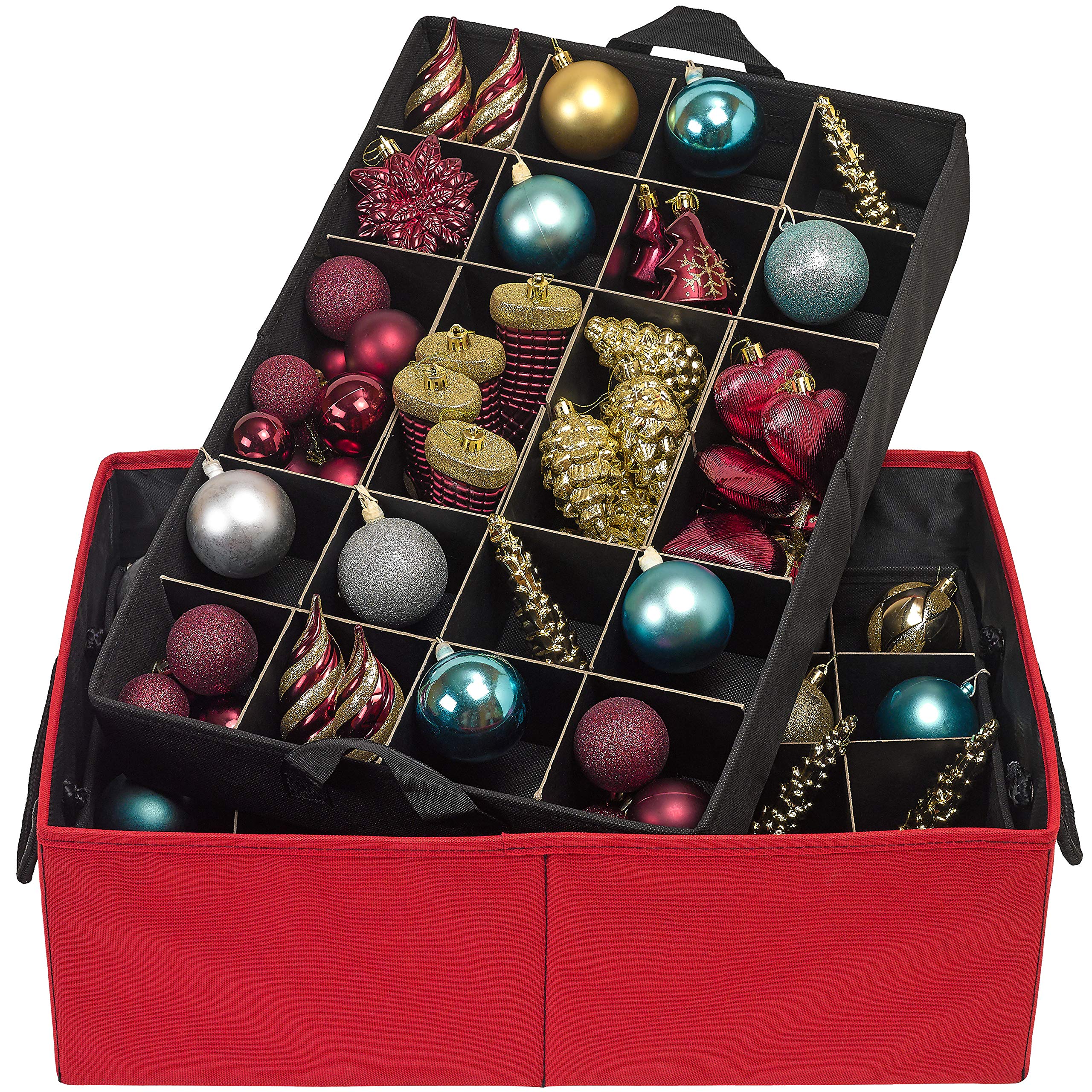 Christmas Ornament Storage Box with Dividers - Durable Holiday Decor Organizer with 2 Removable Trays Holds 48 Ornaments (3