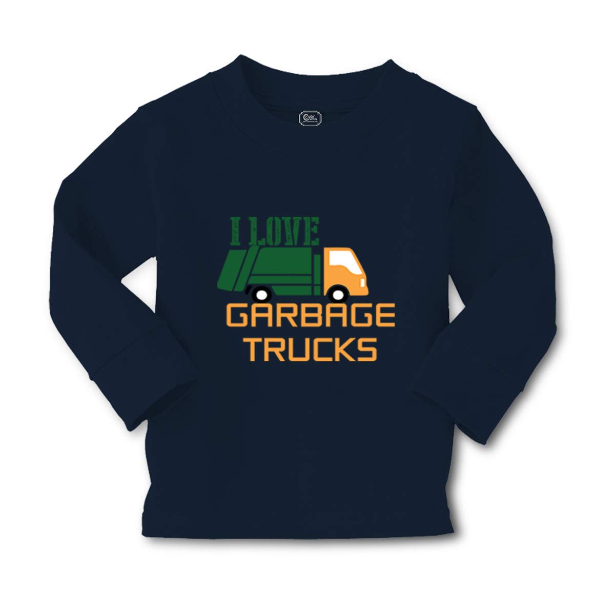 Kids Long Sleeve Cotton T-Shirt - I Love Garbage Trucks Graphic Tee for Boys & Girls | Playtime, School & Everyday Wear