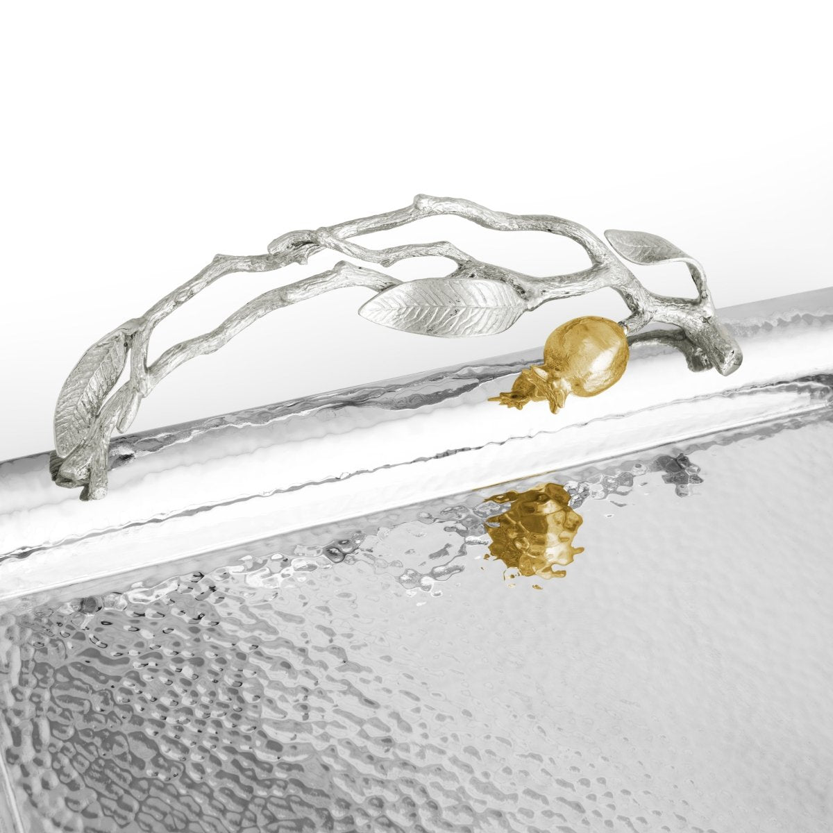 Elegant Pomegranate Silver & Gold Serving Tray - Perfect for Holiday Entertaining, Wedding Gifts & Home Decor