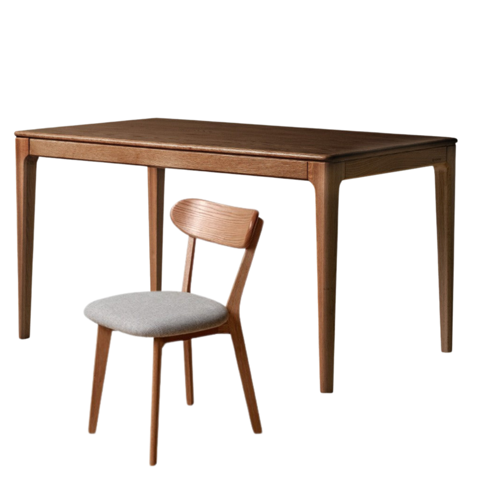 62.9x33.4x29.5 inch / 160x85x75.8 cm /  walnut color / Oak Dining table + four chairs