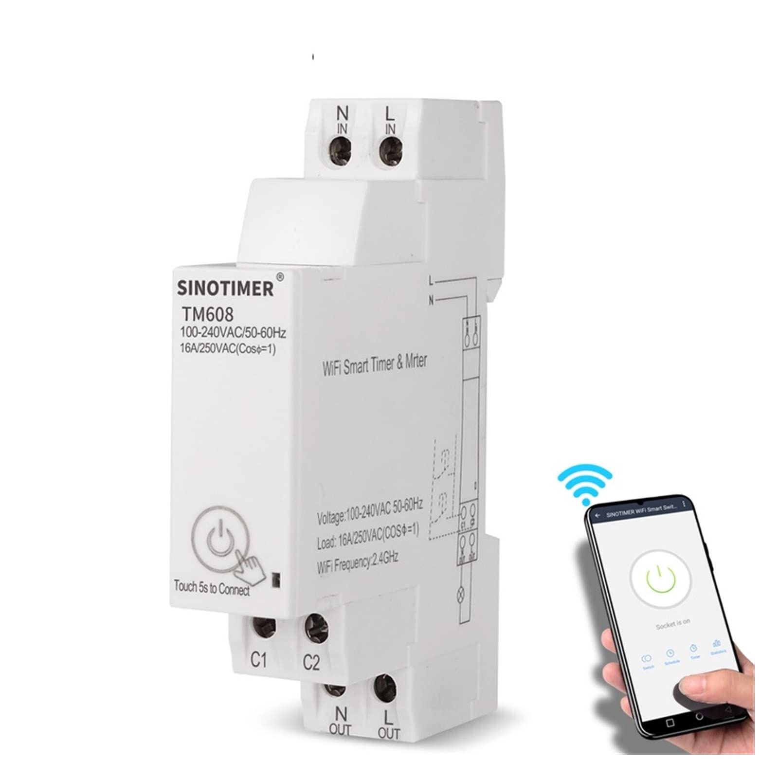 Smart WiFi Energy Monitor with Mobile App - Remote Control Power Meter, KWH Consumption Tracker, Electric Timer Switch for Home Automation | Monitor & Save Energy for Smart Homes, Apartments & Offices