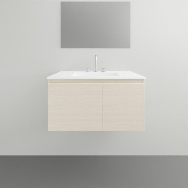 ADP Glacier Lite Door and Drawer Slim Vanity with Cast Marble Top - Modern Bathroom Vanity Set for Small Spaces, Powder Room & Guest Bath Installation