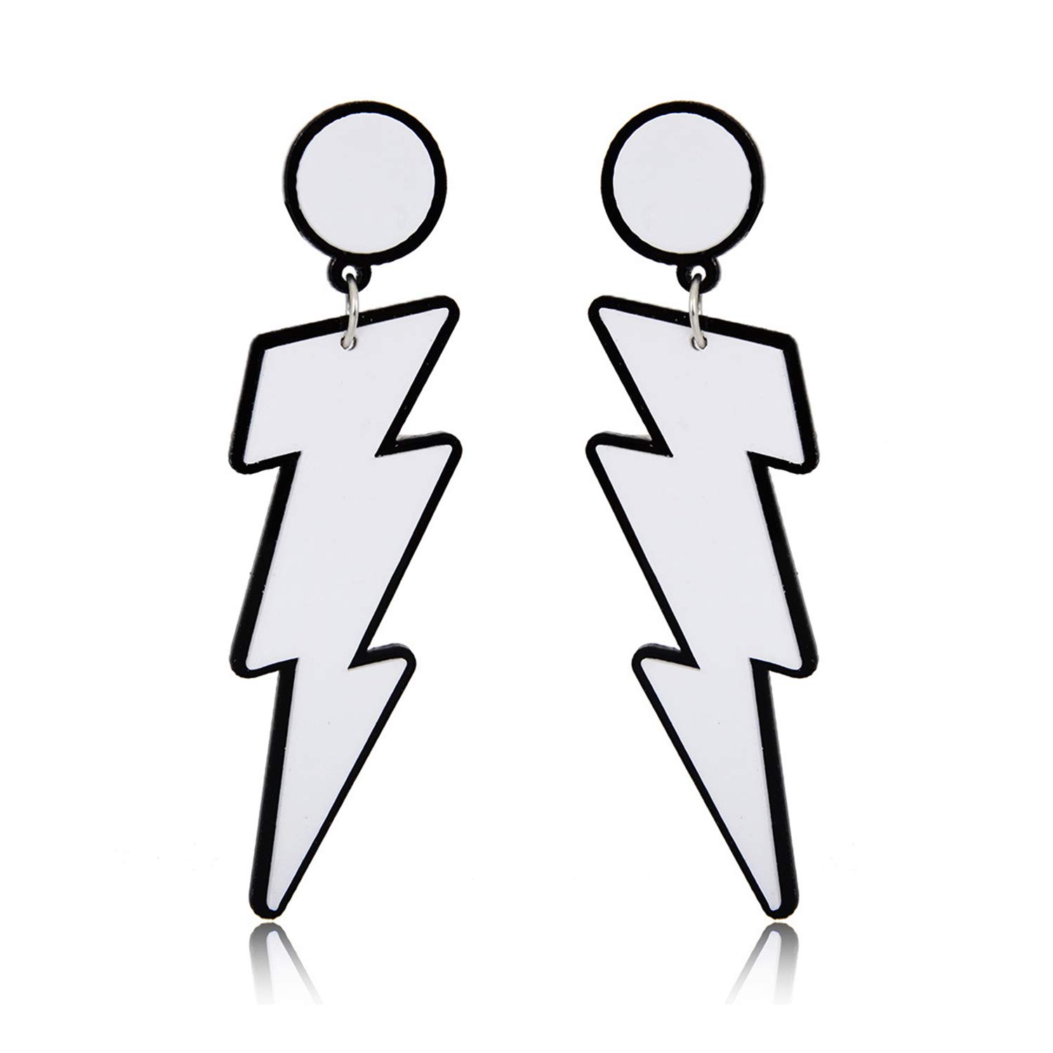 Stylish DIY Yellow and White Long Lightning Acrylic Stud Earrings for Women & Men - Perfect for Parties, Cosplay, and Unique Fashion Statements