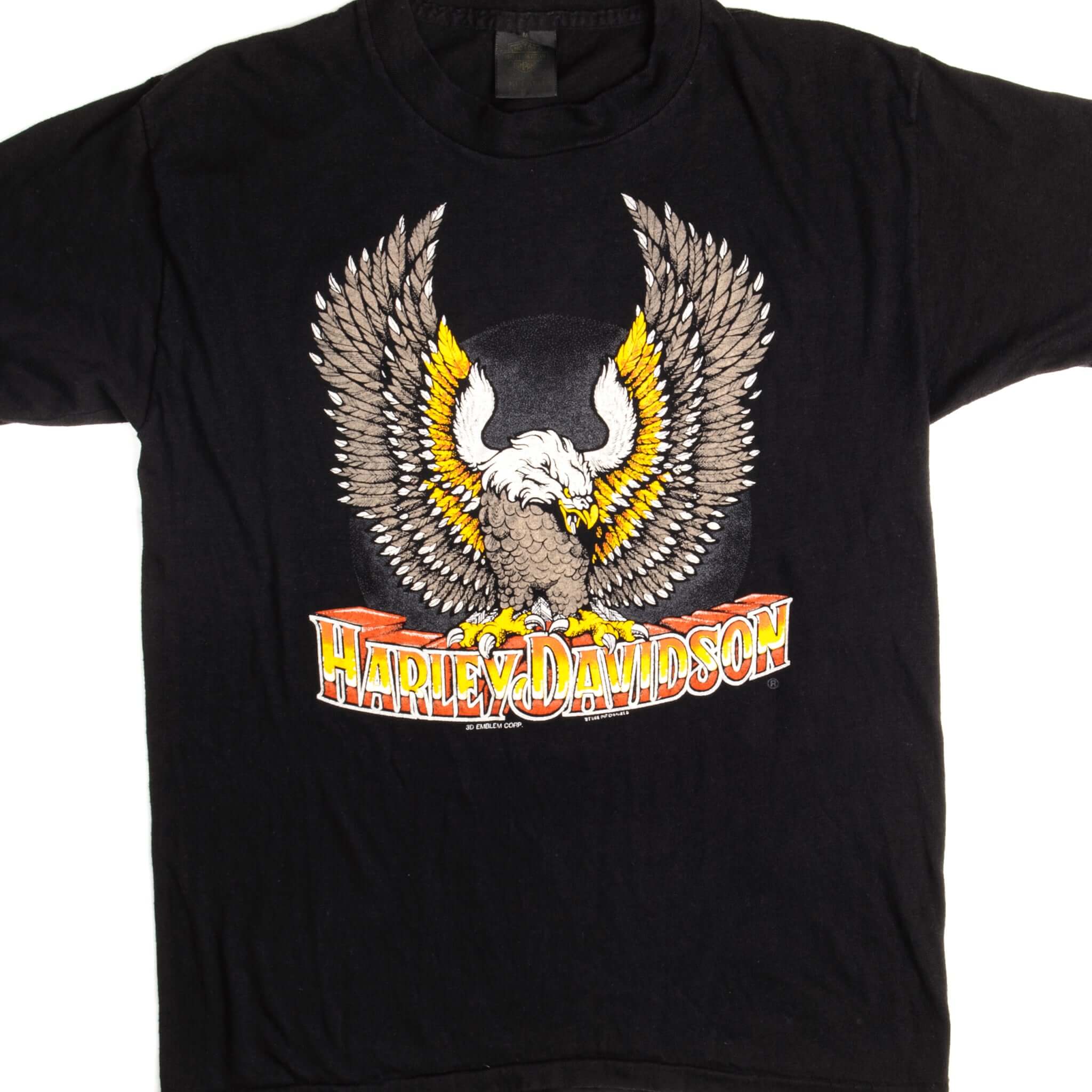 Vintage 3D Emblem Harley Davidson T-Shirt 1980s - Small Size, Made in USA - Perfect for Motorcycle Riders & Vintage Clothing Collectors
