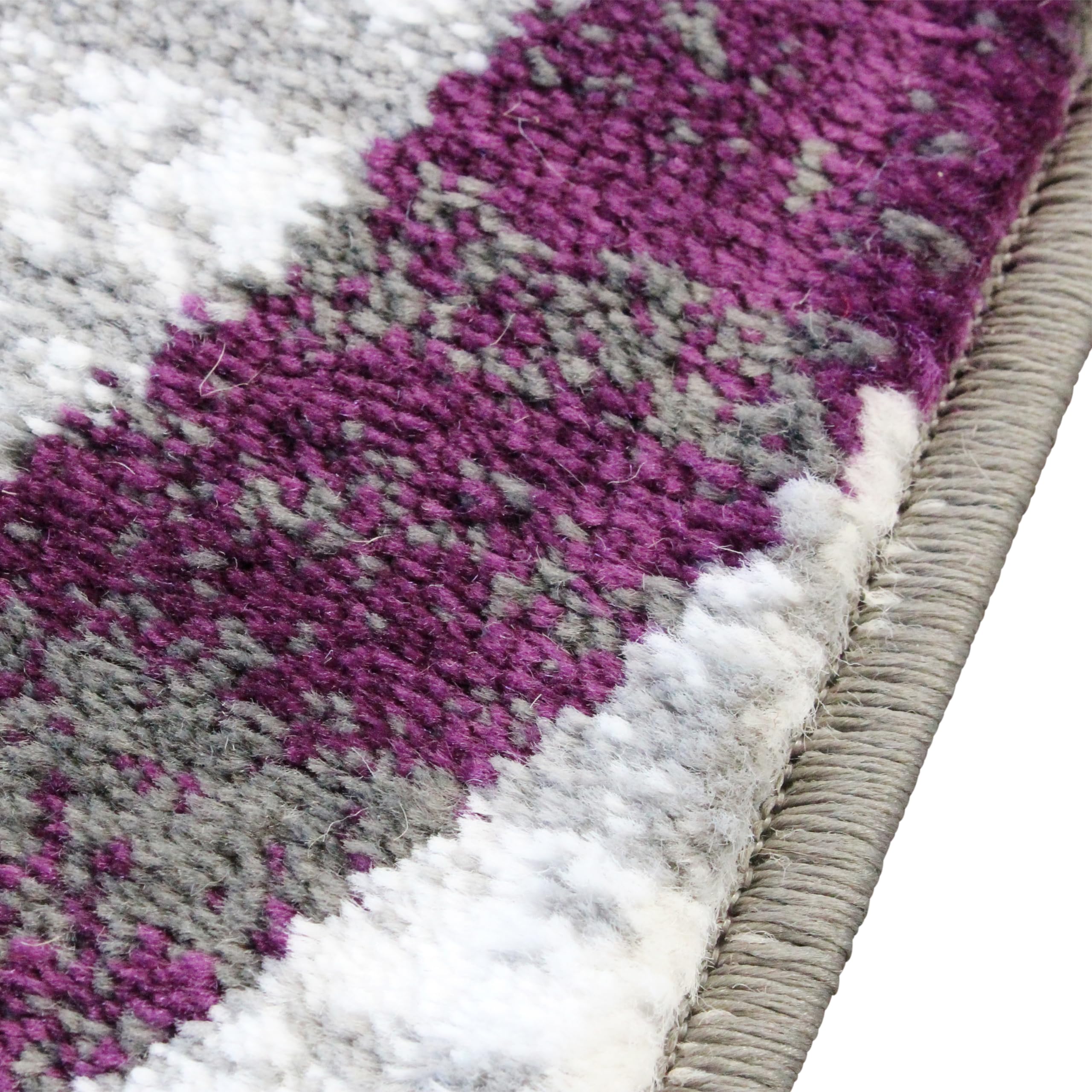 EMMA + OLIVER Ultra Soft Plush Accent Rug - 8x10 Purple Gray Black White Scraped Swirls Design - Easy Care Jute Backing - Moisture & Stain Resistant - Perfect for Living Room, Bedroom or Nursery Decor