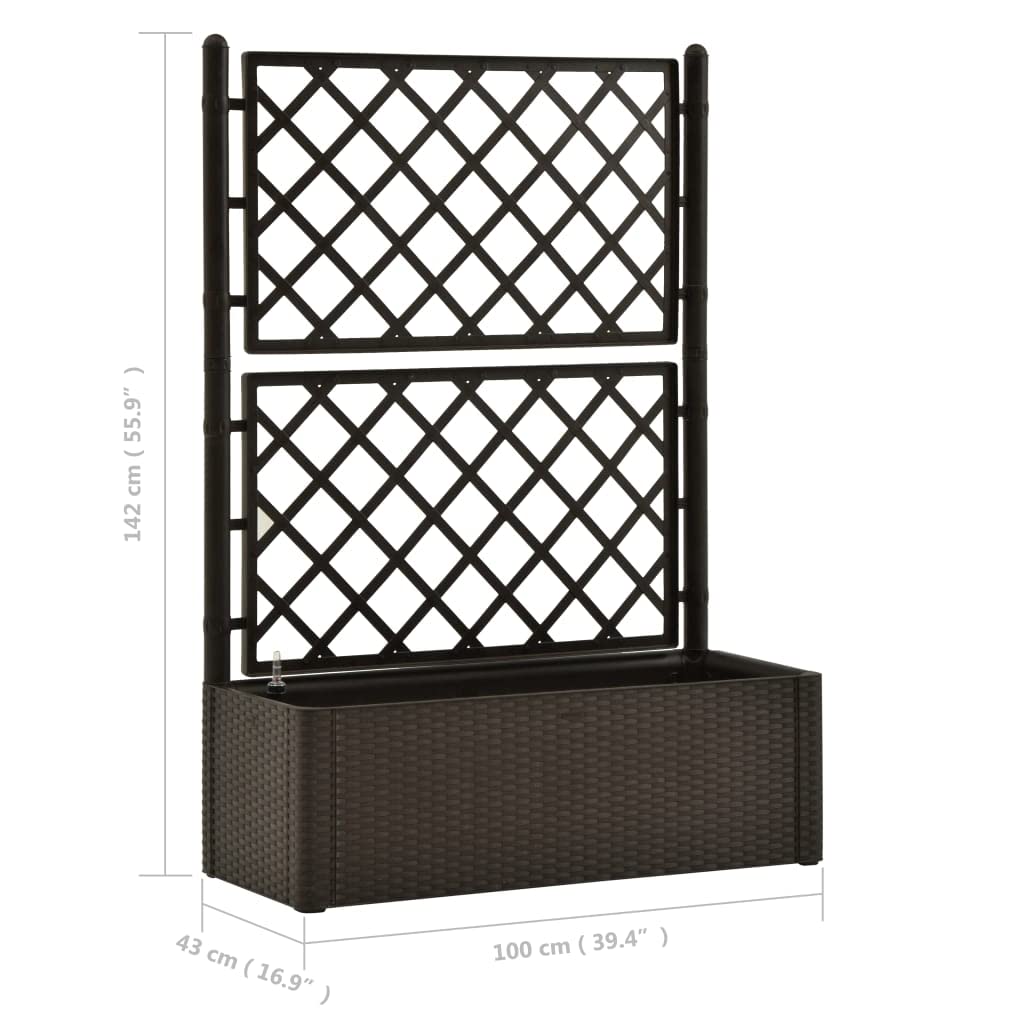 **Raised Garden Bed with Trellis & Self-Watering System - Outdoor Mocha Planter Box for Flowers, Vegetables & Plants - Perfect for Patio, Backyard & Urban Gardening**