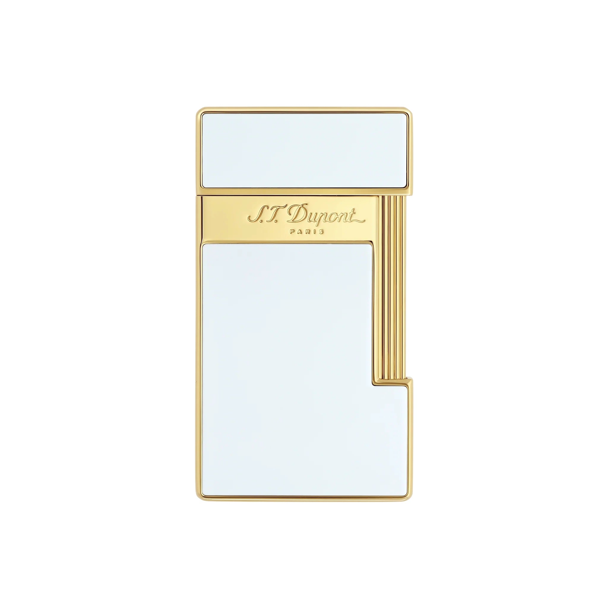 S.T. Dupont Slimmy White Lacquer & Gold Plated Luxury Lighter - Premium Cigar & Cigarette Accessory for Gifts & Special Occasions