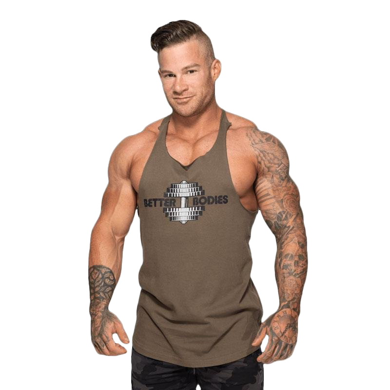 Better Bodies Team BB Stringer V2 - Premium Washed Green Workout Tank Top for Men | Gym, Running & Athletic Performance Apparel