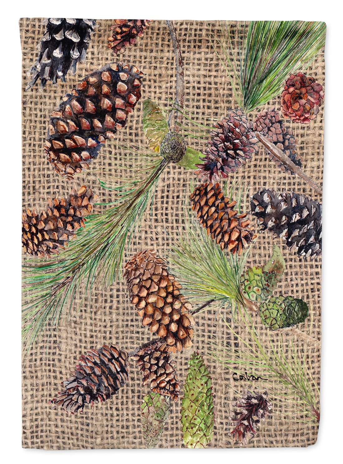 Caroline's Treasures 8735GF Multicolor Pine Cones Garden Flag - Decorative Mailbox & Yard Banner for Outdoor Patio, Flower Beds & Seasonal Decor | Weather-Resistant Polyester Fabric
