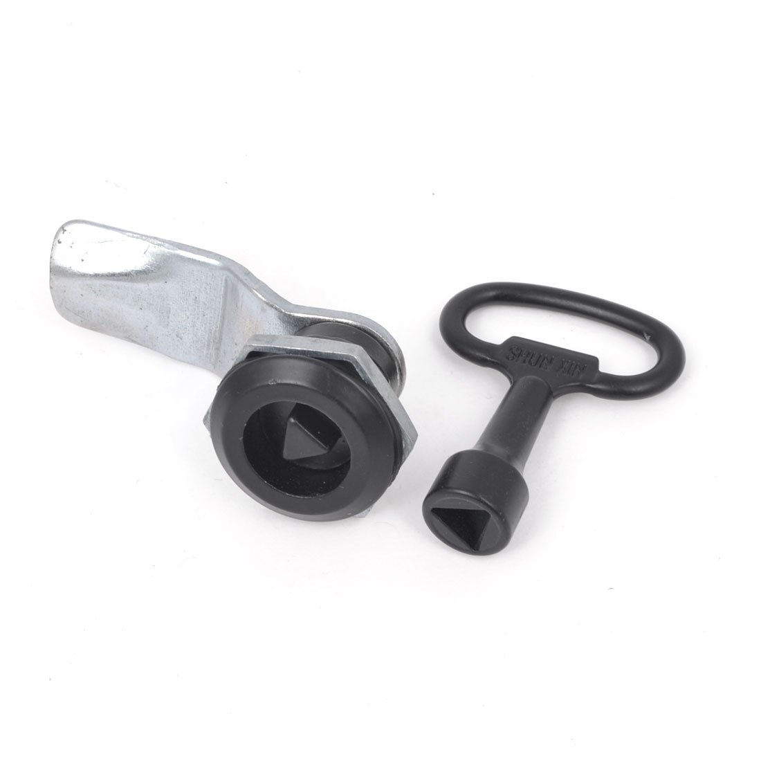 uxcell Black Metal Triangle Cam Lock with Key for Cabinet Doors - Secure & Durable Cabinet Hardware for Home, Office & Storage Use