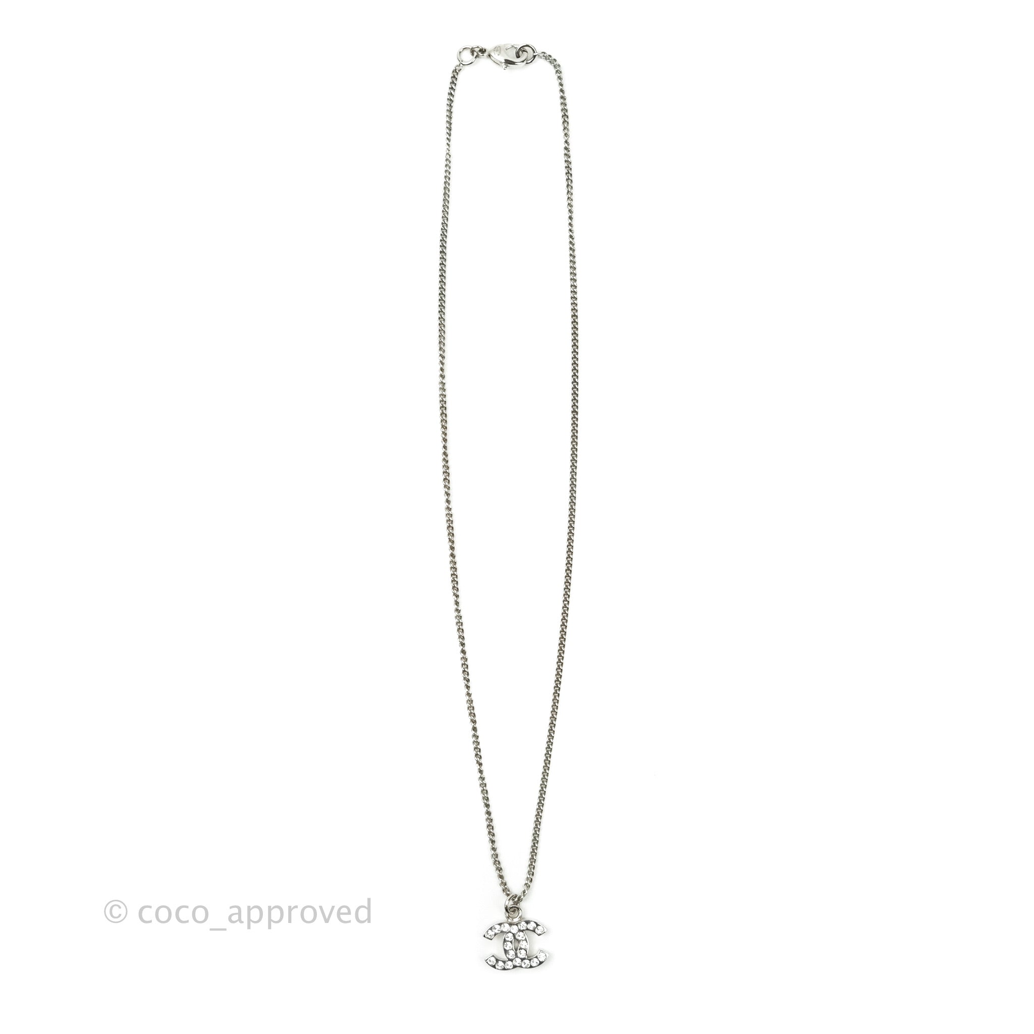 Chanel CC Crystal Necklace for Women - Silver Tone 11V Pendant | Elegant Fashion Jewelry Gift for Birthday, Anniversary & Special Occasions