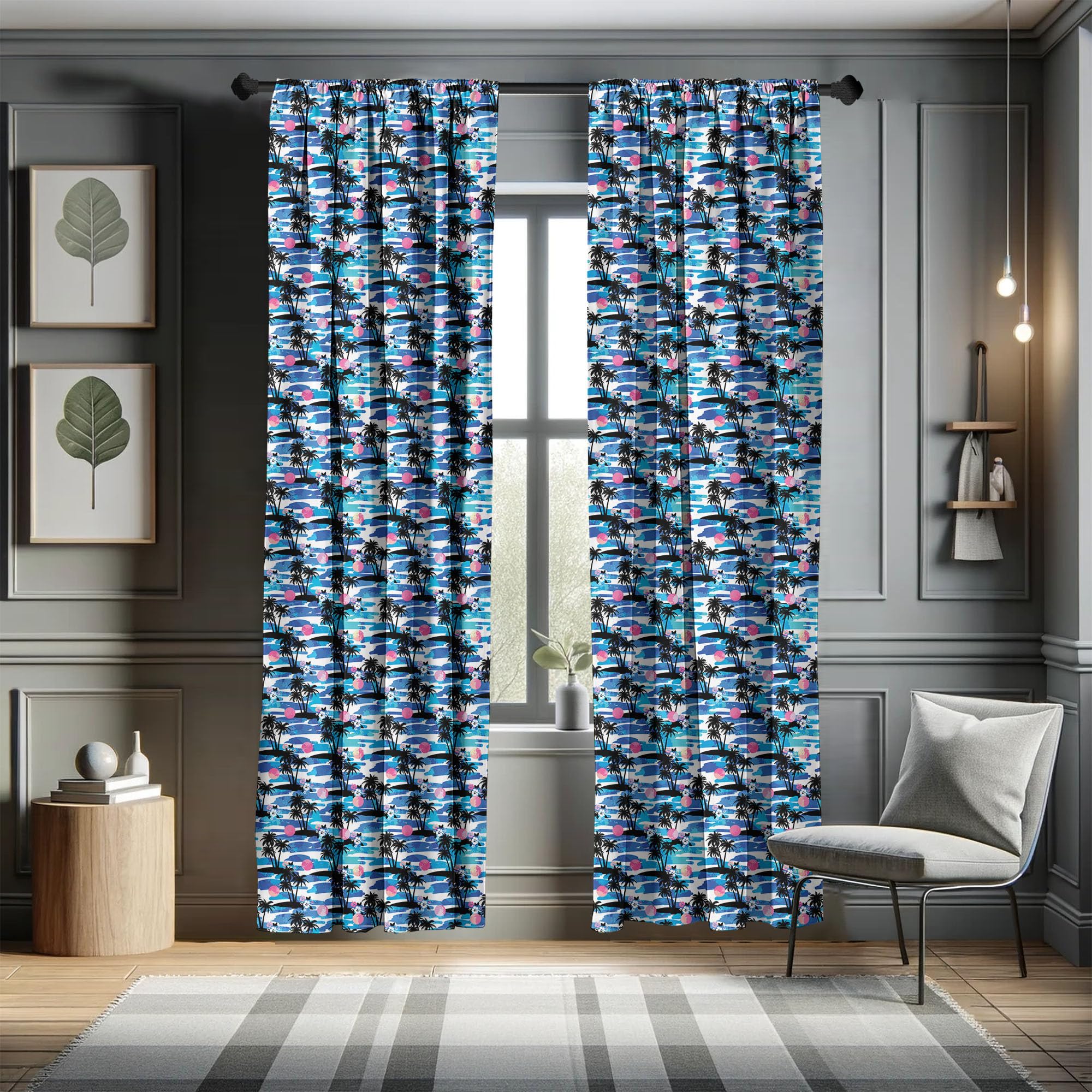 Ambesonne Tropical Hawaiian Window Curtains - 2 Panel Set with Rod Pocket, 28