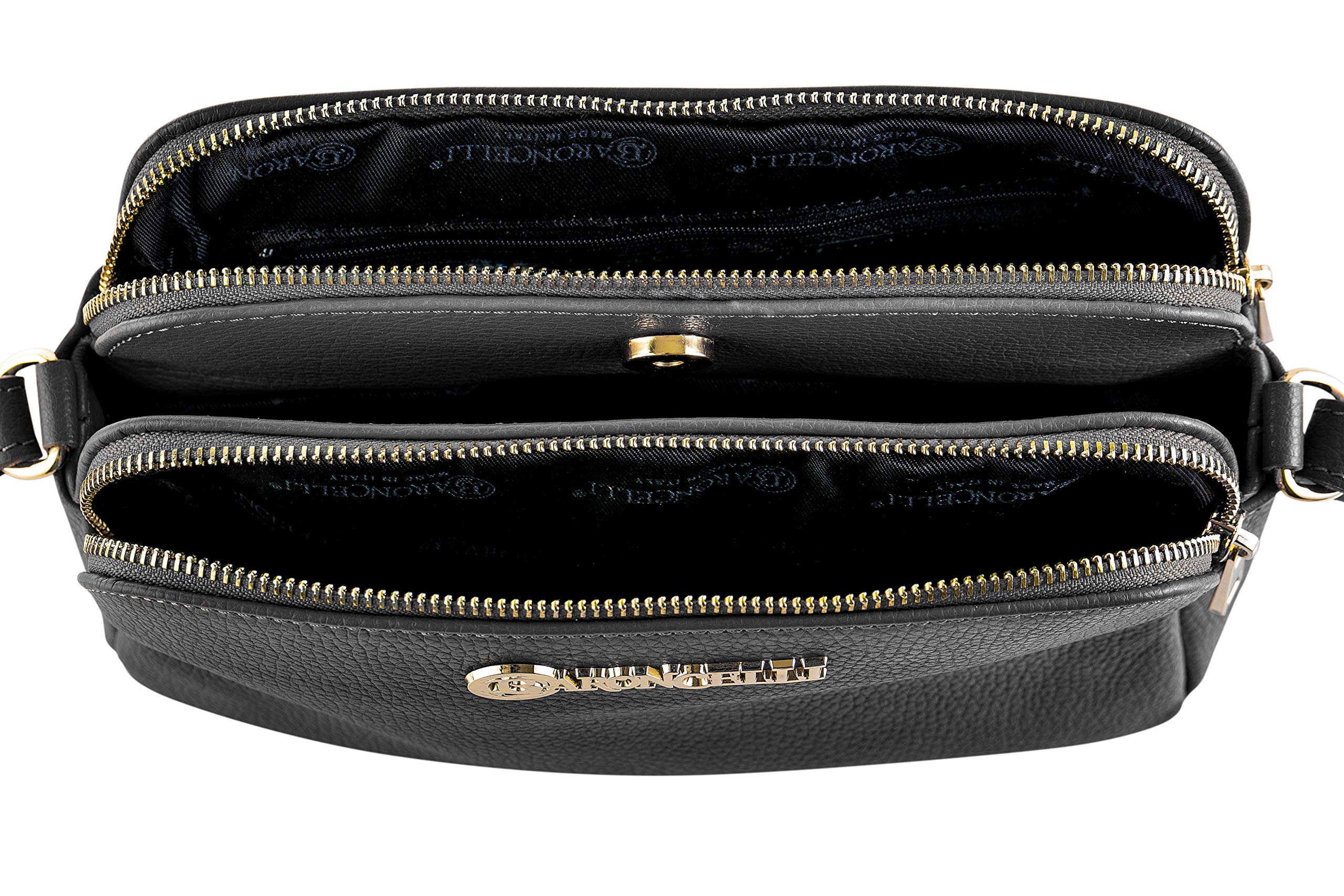 Baroncelli Italian Genuine Leather Crossbody Bag with Long Stripe - Stylish & Durable Handmade in Italy - Perfect for Women's Daily Use, Travel & Fashion Accessories