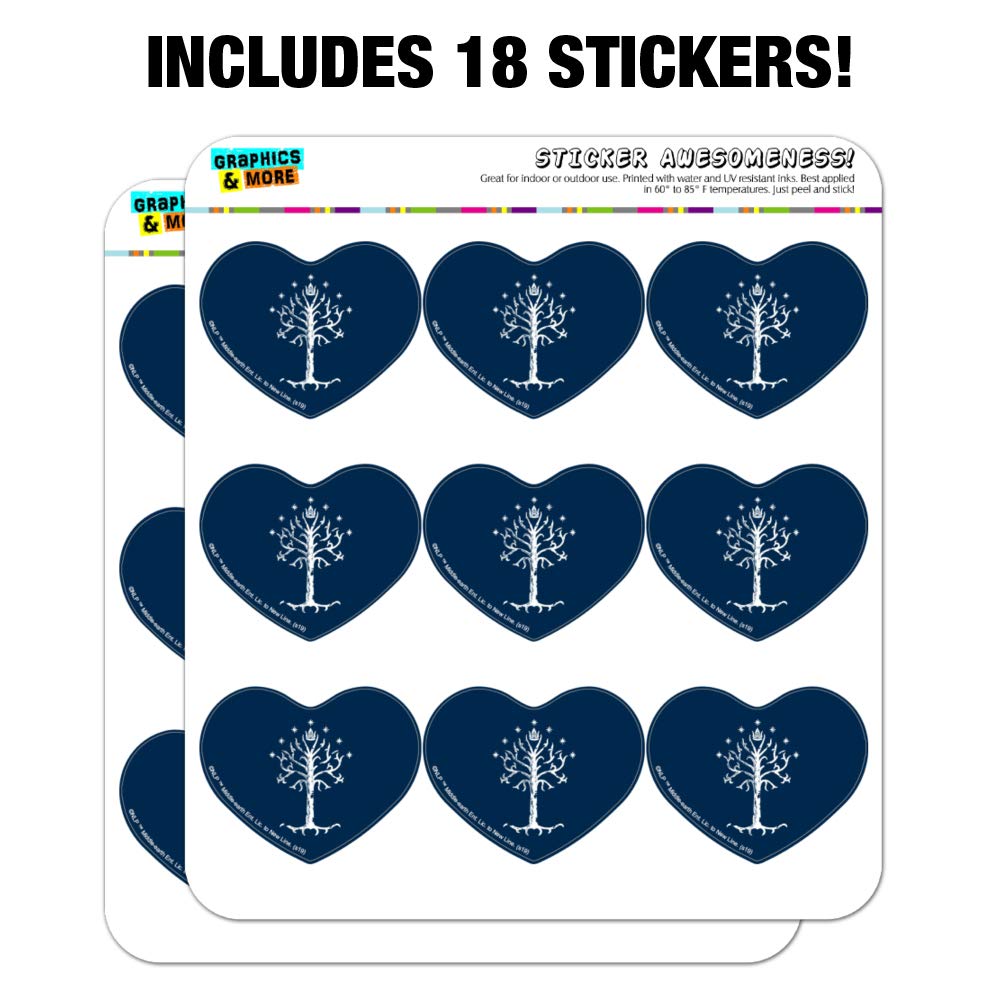 The Lord of The Rings Tree of Gondor Heart Shaped Planner Stickers - Scrapbook Journal Decals for Bullet Journals, DIY Crafts & Gift Wrapping (Set of 50)