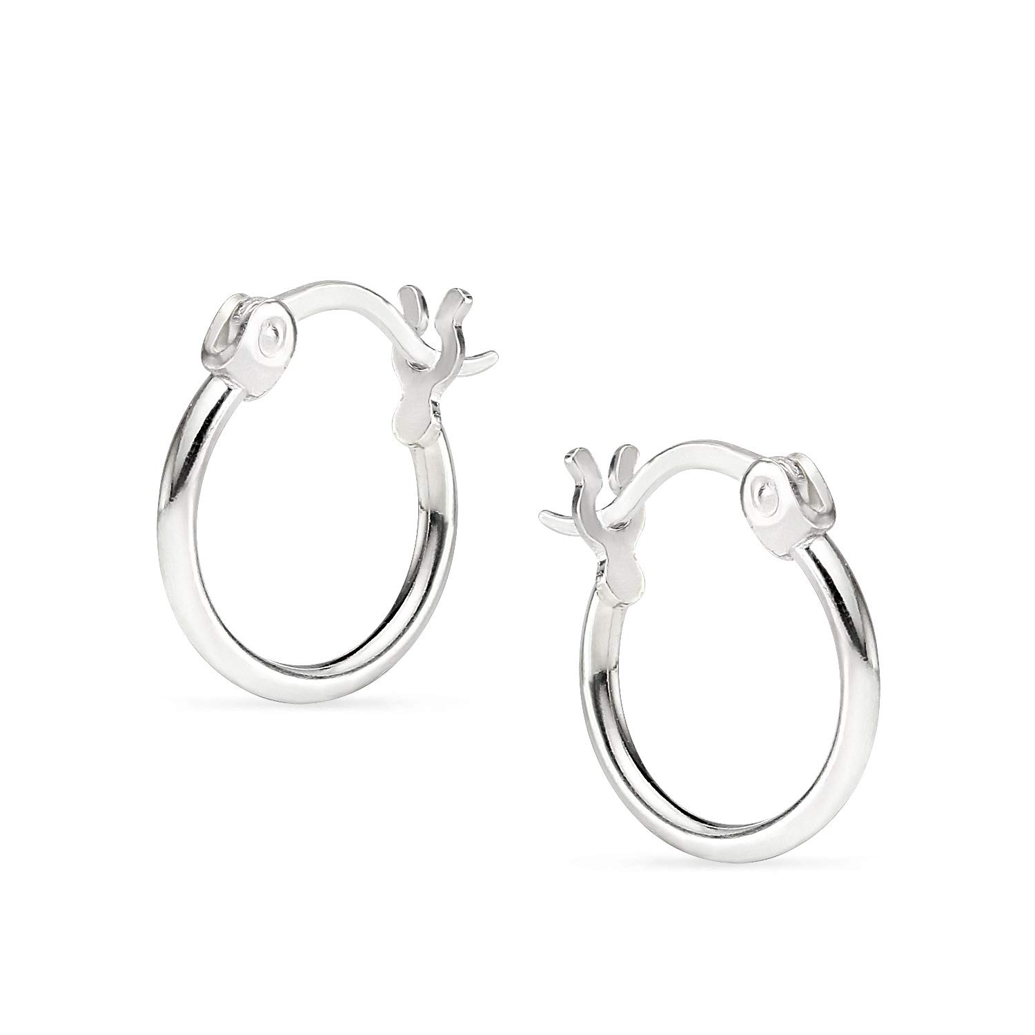 Sterling Silver Click-Top Hoop Earrings 15mm - Dainty Everyday Jewelry for Women, Perfect for Work, Date Night & Gifts