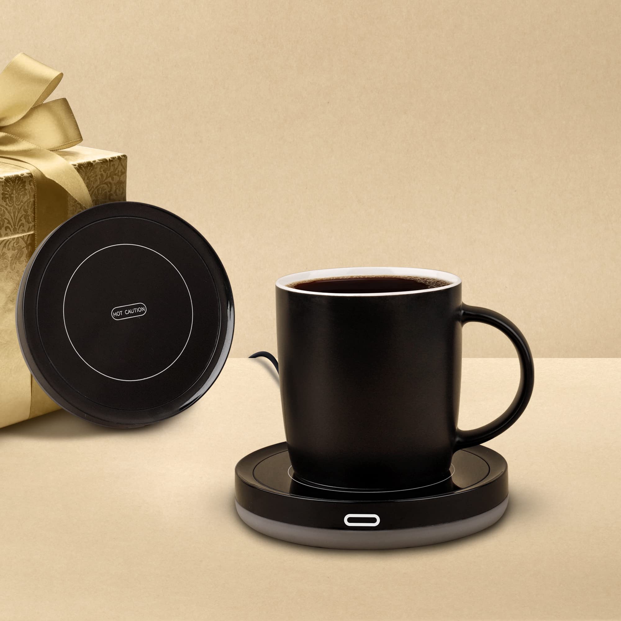 BestInkKits Smart Coffee Cup Warmer Set - Auto On/Off Gravity-Induction Mug Warmer for Office & Home Use, 14oz Wax Warmer Heating Plate (Up to 131°F/55°C) - Perfect for Keeping Coffee, Tea, or Wax Melts Warm at Your Desk