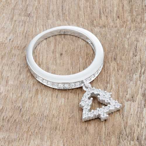0.3ct CZ Christmas Tree Ring in Rhodium - Holiday Jewelry Gift for Women - Perfect for Christmas Parties & Festive Celebrations