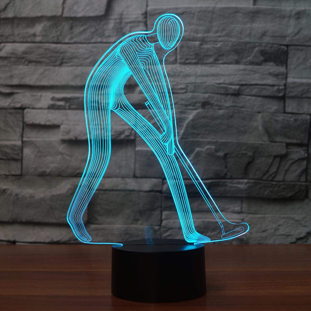 SUPERIORVZND 3D Golfer LED Night Light with Remote Control - 16 Color Changing Optical Illusion Lamp for Home & Office Decor, Perfect Gift for Golf Lovers (Christmas/Birthday Present) - Ideal for Bedroom, Living Room, or Man Cave Lighting