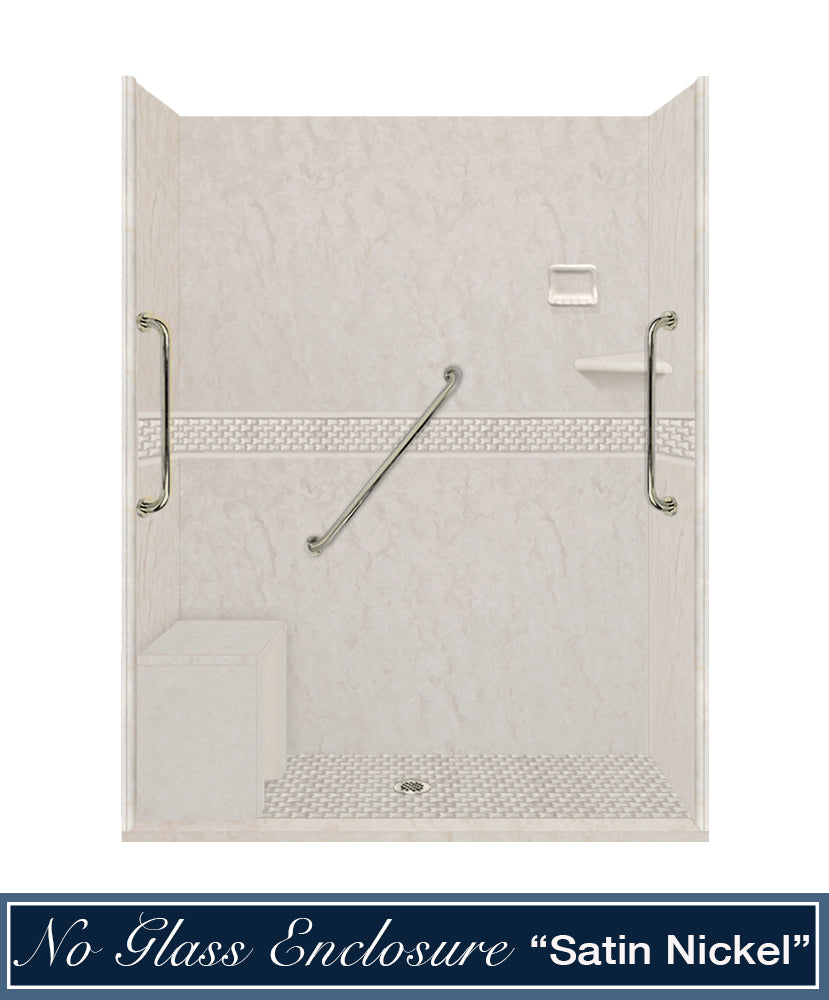 Freedom Rafe Marble Jewel Alcove Shower Enclosure Kit - Elegant Bathroom Upgrade with Waterproof Design for Modern Homes (Perfect for Master Bath & Spa Retreats)