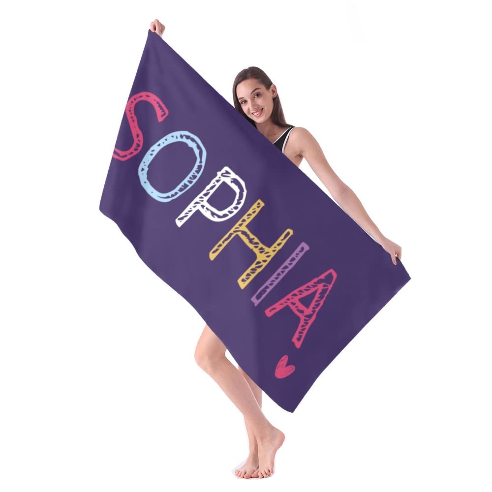 Custom Personalized Beach Towel with Name - Soft Bath Towel for Women, Men, Kids & Adults | Summer Pool Party, Vacation & Outdoor Activities Gift