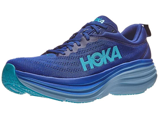 HOKA Men's Bondi 8 Running Shoes - Bellwether Blue/Bluing | Cushioned Road Running & Jogging Sneakers for Men | Lightweight Comfort for Long Distance & Daily Training