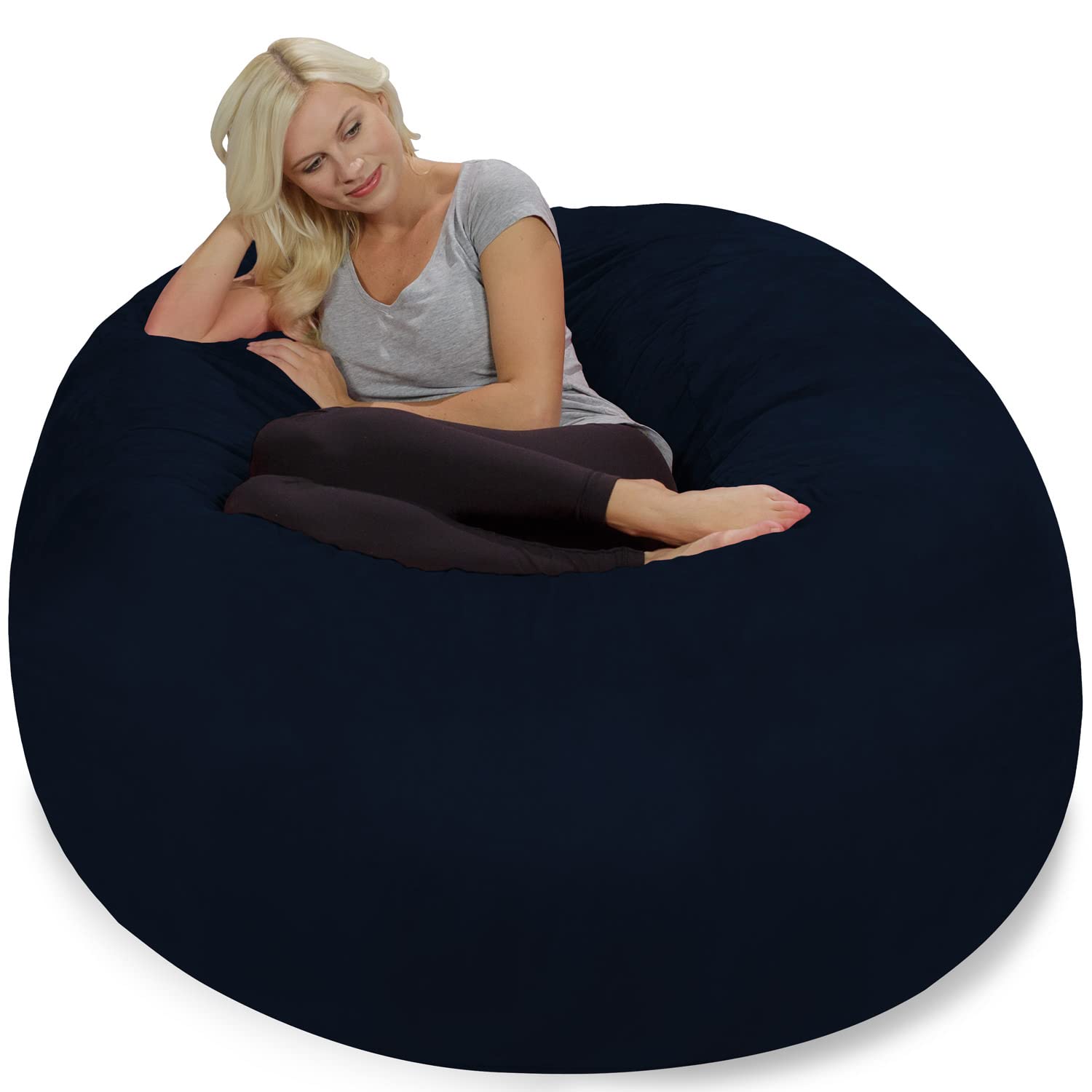 Chill Sack 5' Giant Memory Foam Bean Bag Chair - Ultra Soft Microfiber Cover - Midnight Blue - Perfect for Living Room, Game Room, Dorm & Relaxation