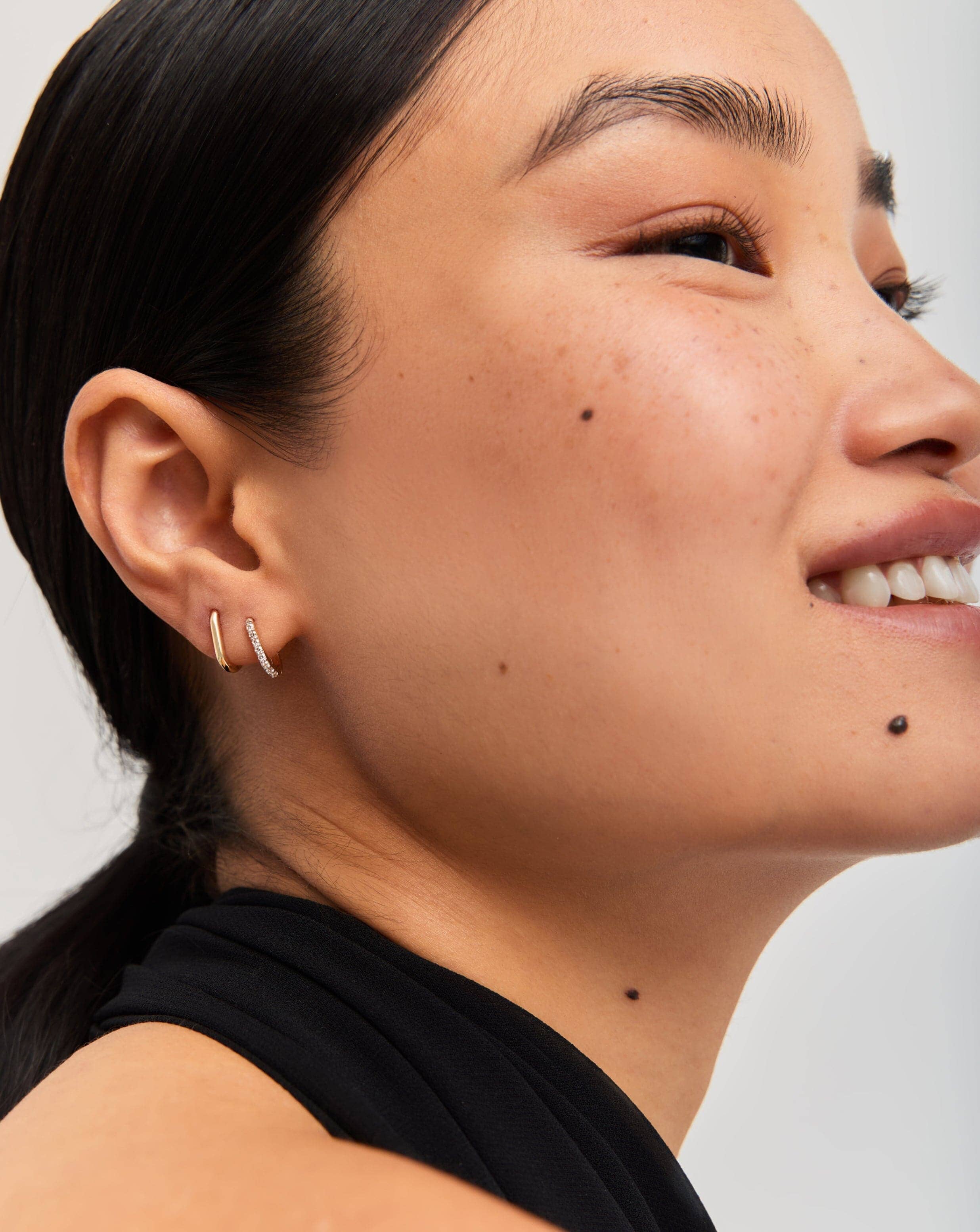 14K Solid Gold Mini Hoop Earrings for Women - Elegant Ovate Design, Hypoallergenic Fine Jewelry - Perfect for Everyday Wear, Date Nights & Special Occasions
