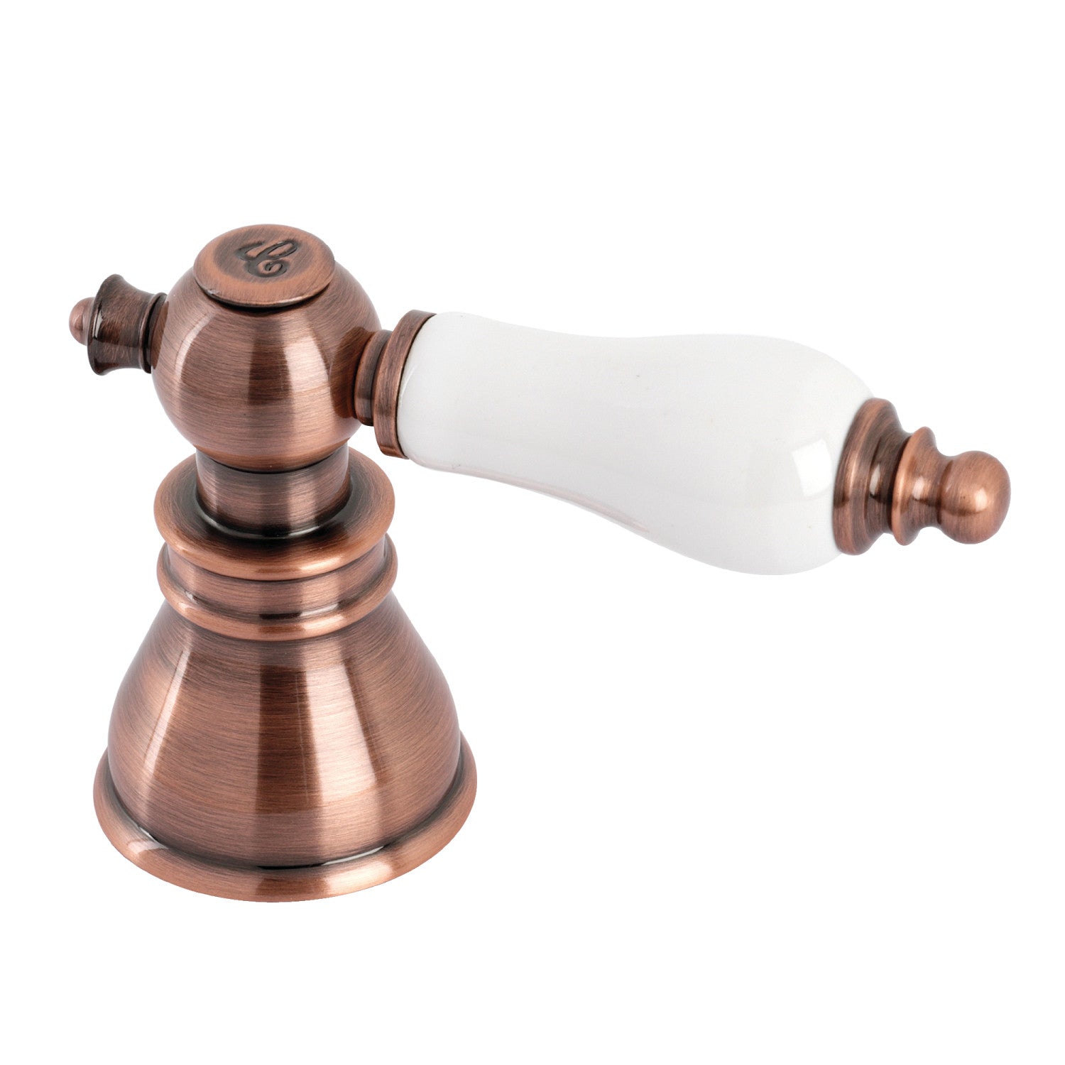 American Patriot FSCH197APLACC Porcelain Lever Handle (Cold Side) in Antique Copper - Vintage Style Bathroom & Kitchen Faucet Handle for Classic Home Decor