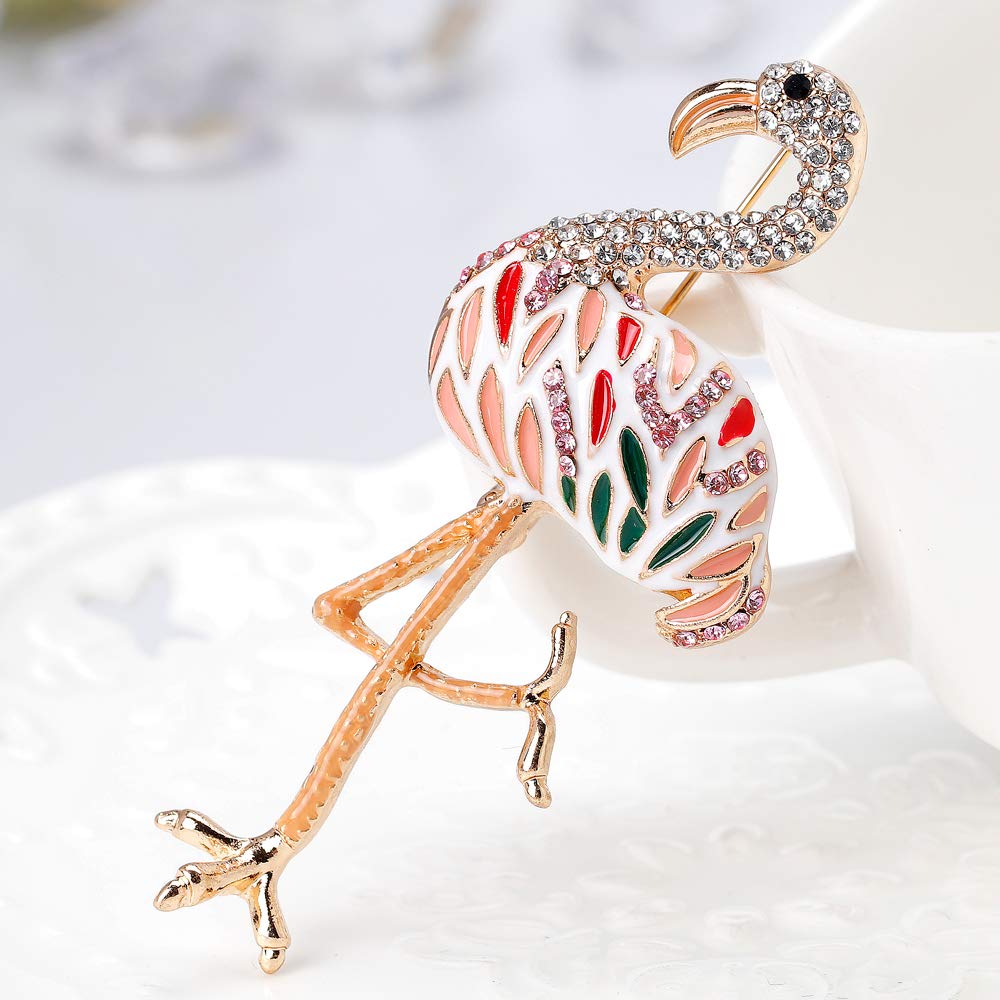 Sparkling Rhinestone Flamingo Brooch Pin for Women - Elegant Floral Corsage Jewelry for Dresses, Hats & Special Occasions