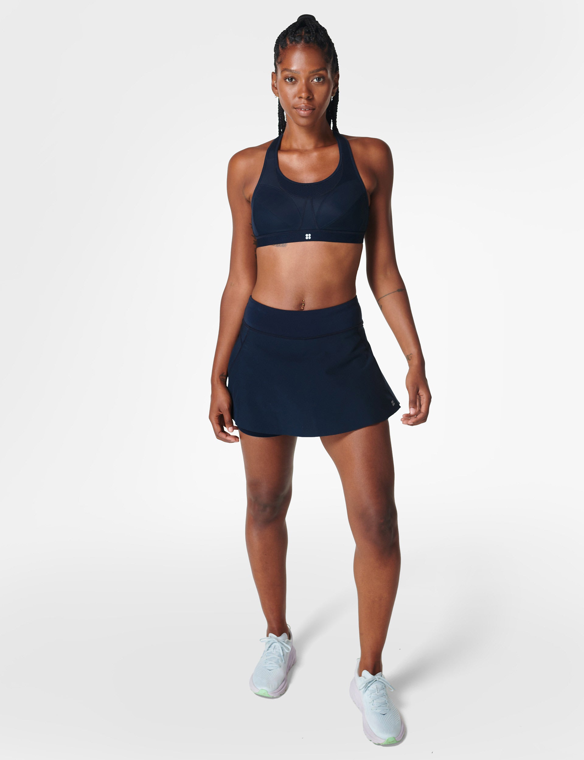 Best Women's Ultra Running Sports Bra - Breathable & Supportive Navy Blue Activewear for High-Intensity Workouts, Marathon Training & Outdoor Fitness