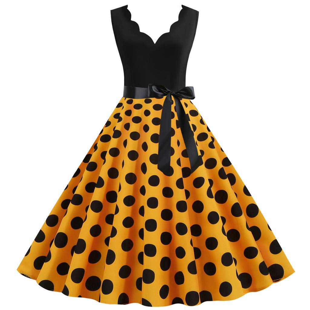 Vintage Polka Dot Sleeveless Summer Dress for Women - Casual Evening Party Prom Gown - Perfect for Beach Weddings, Garden Parties & Date Nights