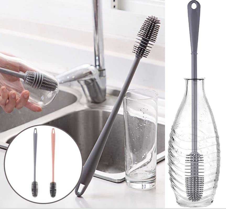 Nirency Silicone Bottle Cleaning Brush - Reusable Water Bottle Cleaner for Baby Feeding, Glass, Flasks & Travel Mugs - Long Handle Deep Cleaning Brush (Pack of 1) - Perfect for Home, Office & Outdoor Use