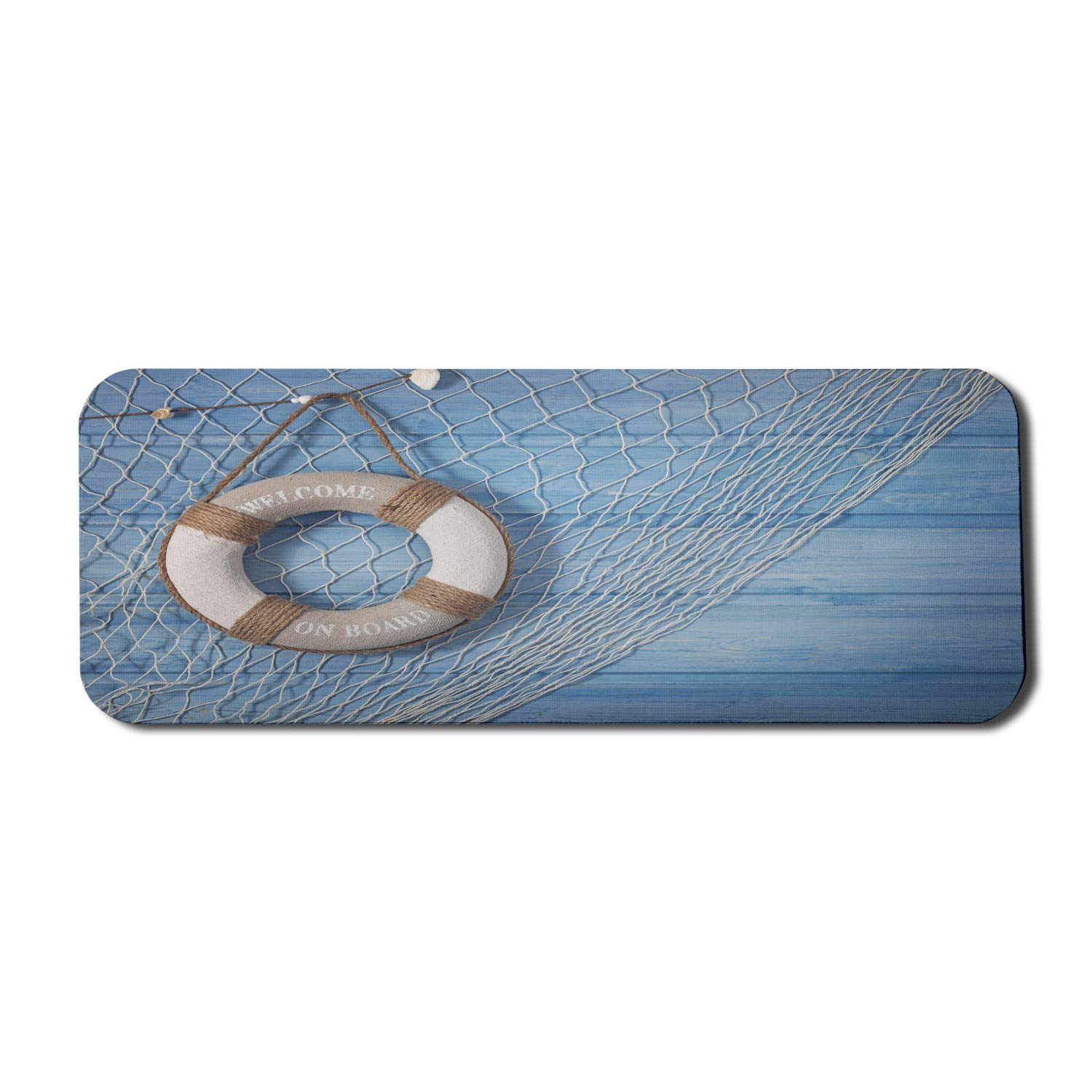 Ambesonne Coastal Themed Computer Mouse Pad - Shabby Blue Planks Nature Antique Look, Non-Slip Rubber Base, Large Gaming Size 31