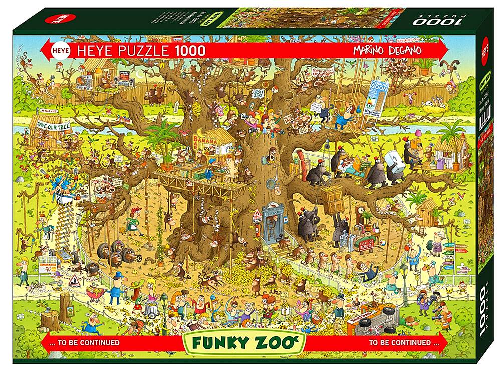 Heye 1000 Piece Jigsaw Puzzle - Funky Zoo Monkey Habitat Jungle Theme - Challenging Adult Puzzle for Relaxation & Home Decor