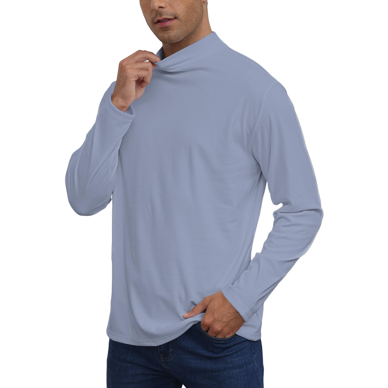 Men's Casual Mock Turtleneck Long Sleeve Thermal Shirt - Stretchy Pullover Lightweight Sweater Top for Layering & Winter Wear | Perfect for Office, Travel & Outdoor Activities