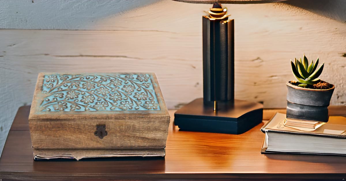 Handmade Wooden Jewelry Box with Lock & Key - Jewelry Organizer, Keepsake Box, Watch Storage - Perfect Birthday, Housewarming Gift for Women - Great for Travel, Home Decor, and Special Occasions