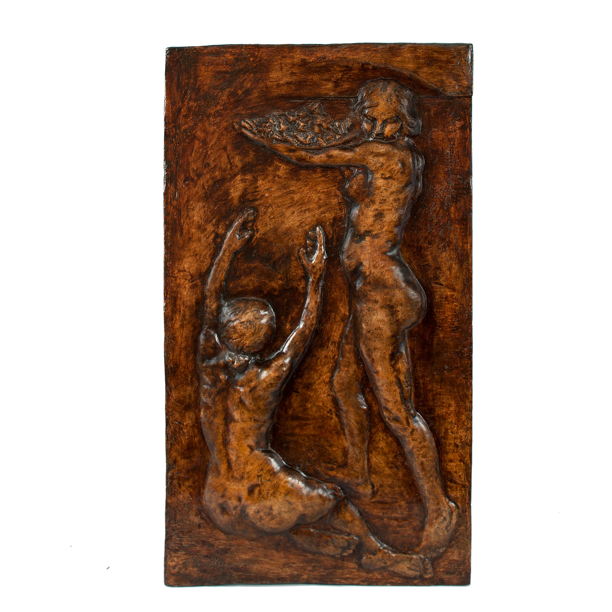 François Rupert Carabin Allegory of Wine Painted Plaster Plaque - Vintage French Art Decor for Wine Cellars, Dining Rooms & Home Collections