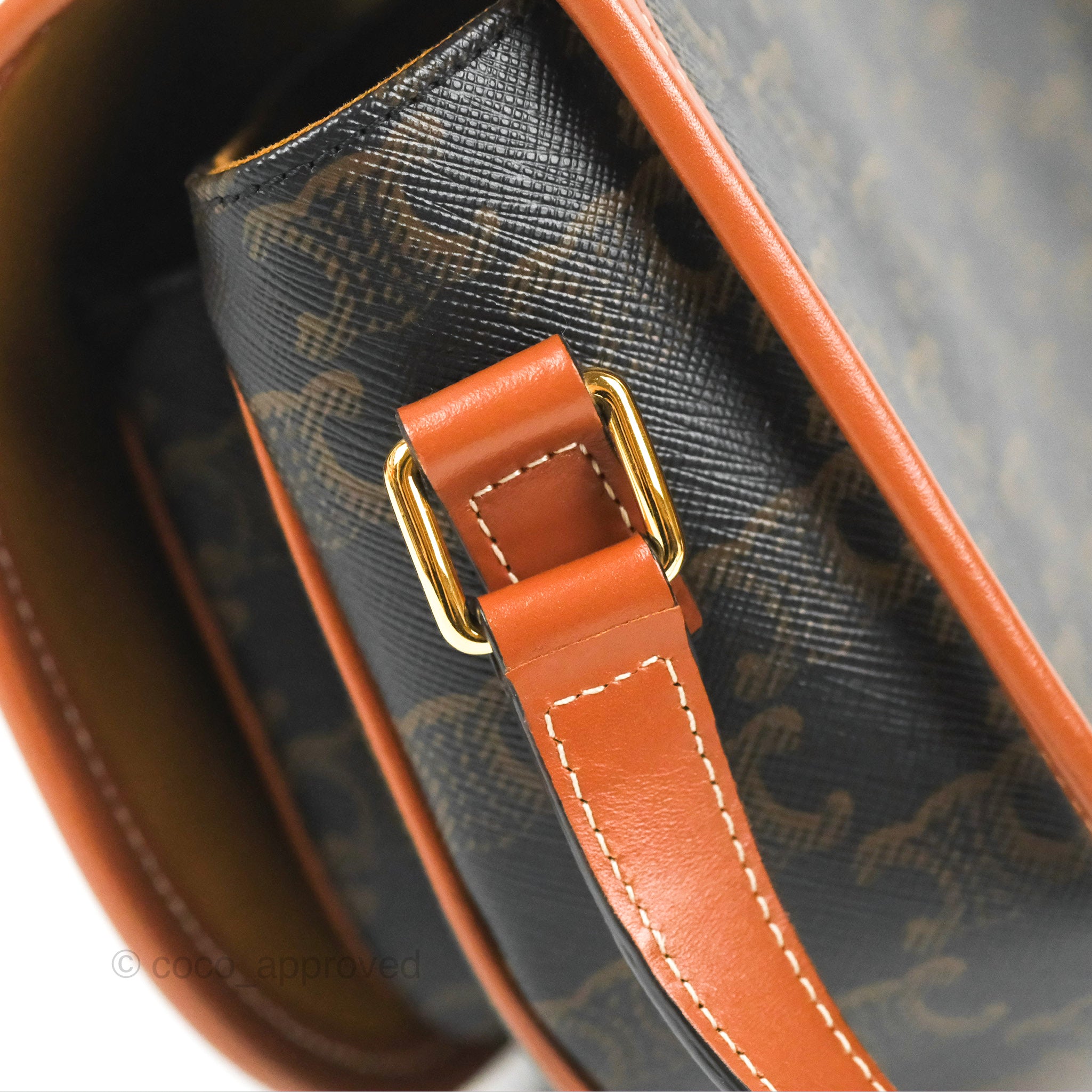 Celine Medium Triomphe Canvas Folco Bag in Tan - Luxury Crossbody Handbag for Women, Perfect for Work, Travel & Everyday Use