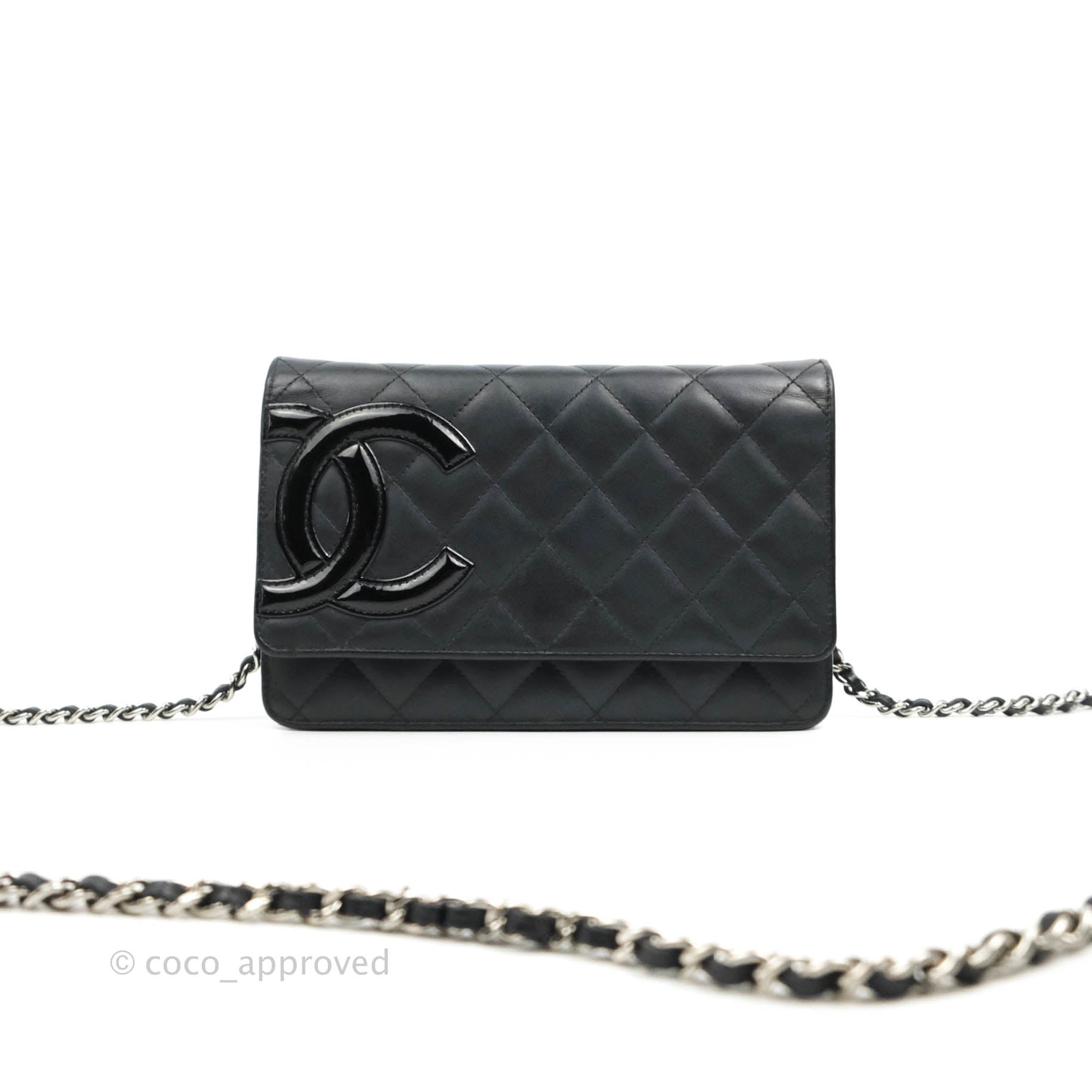 Chanel Quilted Calfskin Wallet on Chain WOC with Silver Hardware - Black Crossbody Bag for Women | Perfect for Evening Events, Parties & Daily Use