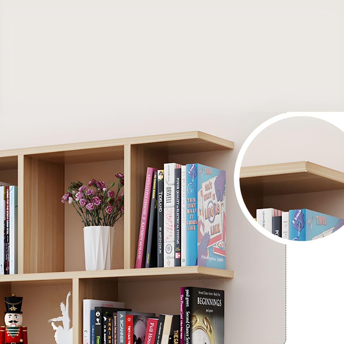 KWOKING Wall Mounted Bookcase - Engineered Wood Bookshelf with Open Design, Wall Hanging Shelf for Bedroom, Living Room, Office - Black 55.1