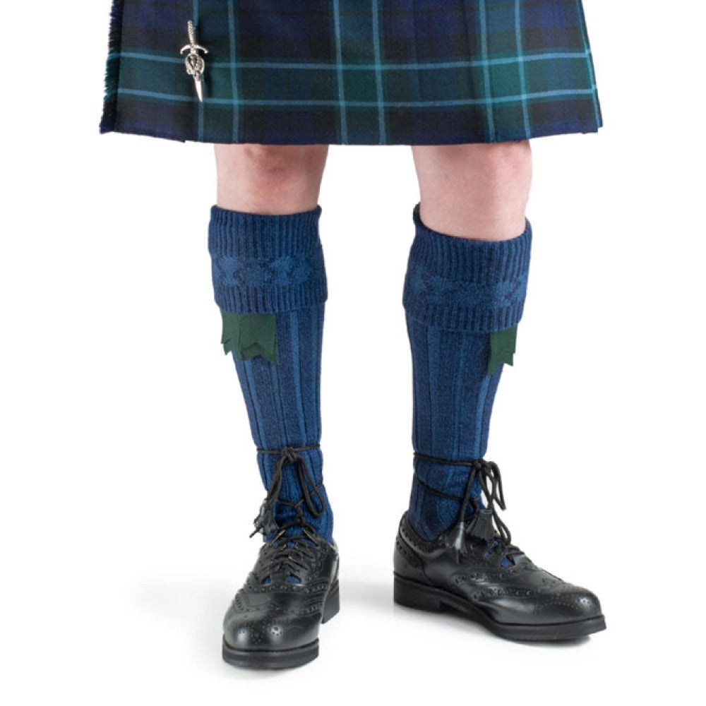 Traditional Scottish Kilt Socks - Lomand Blue Tartan Pattern - Premium Wool Blend for Comfort & Warmth - Perfect for Highland Dress, Weddings & Celtic Events