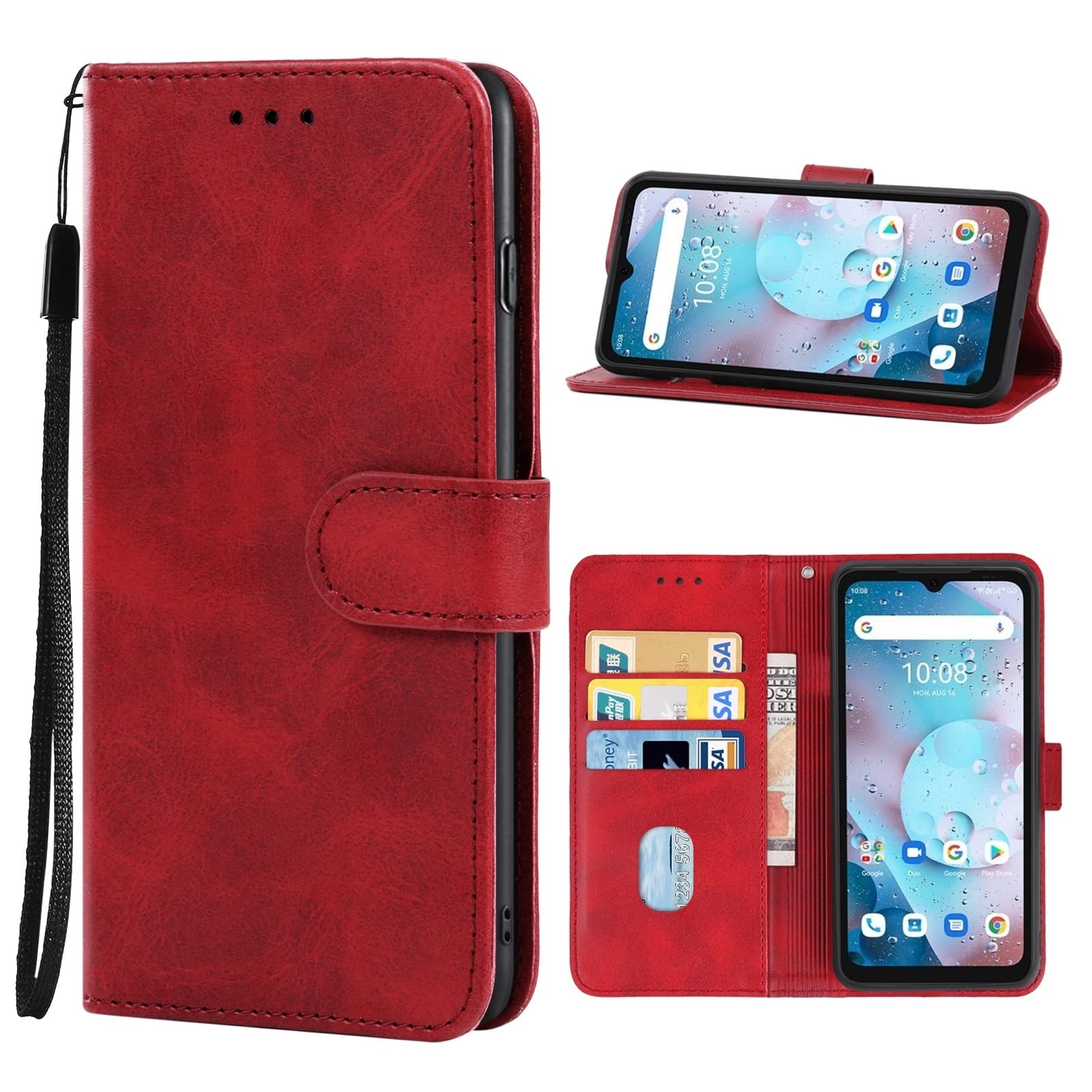 LUOKANGFAN LLKKFF Premium Leather Protective Case for UMIDIGI Bison X10G/X10G NFC - Shockproof Cover with Precise Cutouts (Red) - Perfect for Outdoor Adventures, Work & Daily Use