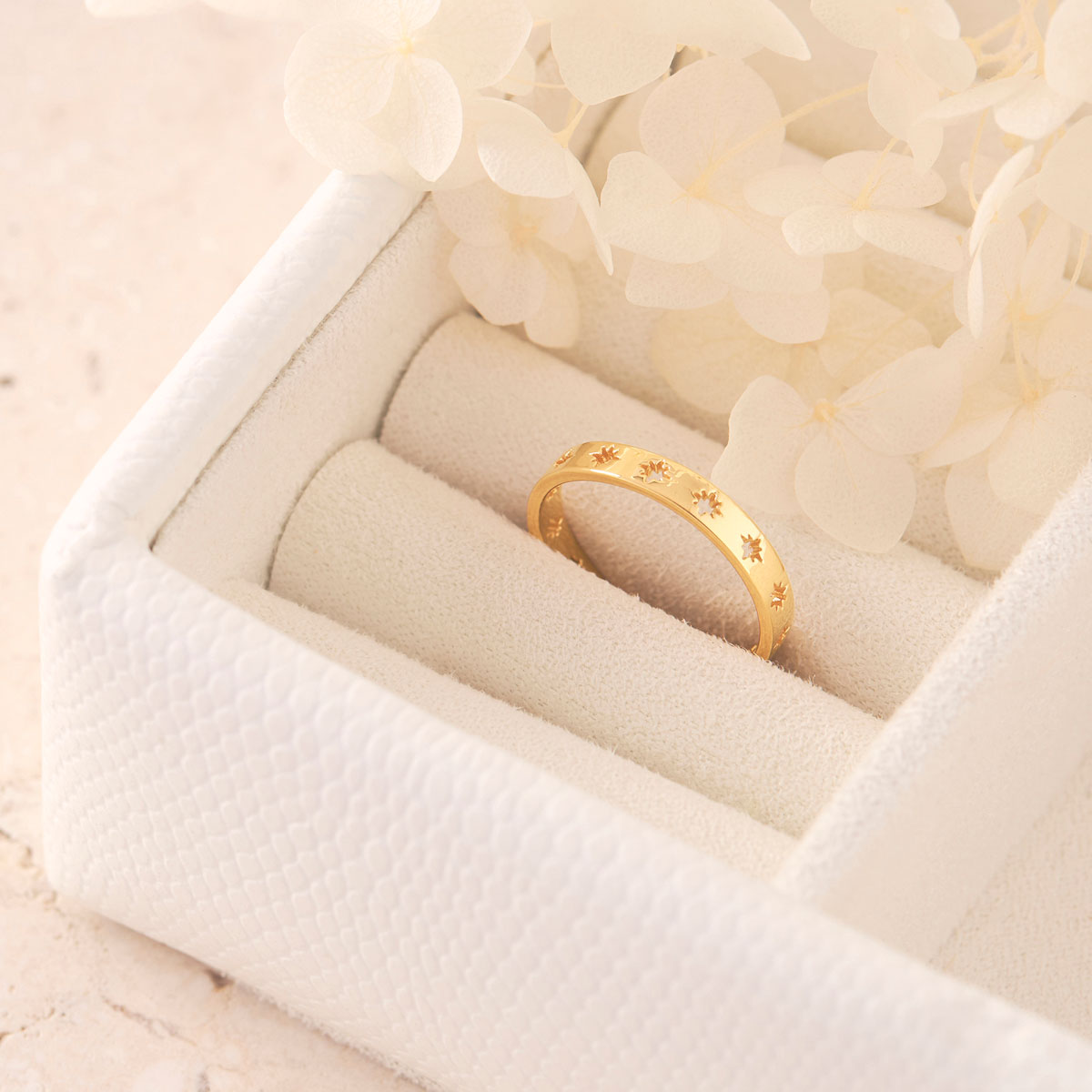 14K Gold Stardust Ring for Women - Elegant Stackable Dainty Ring for Everyday Wear, Gift Giving & Special Occasions
