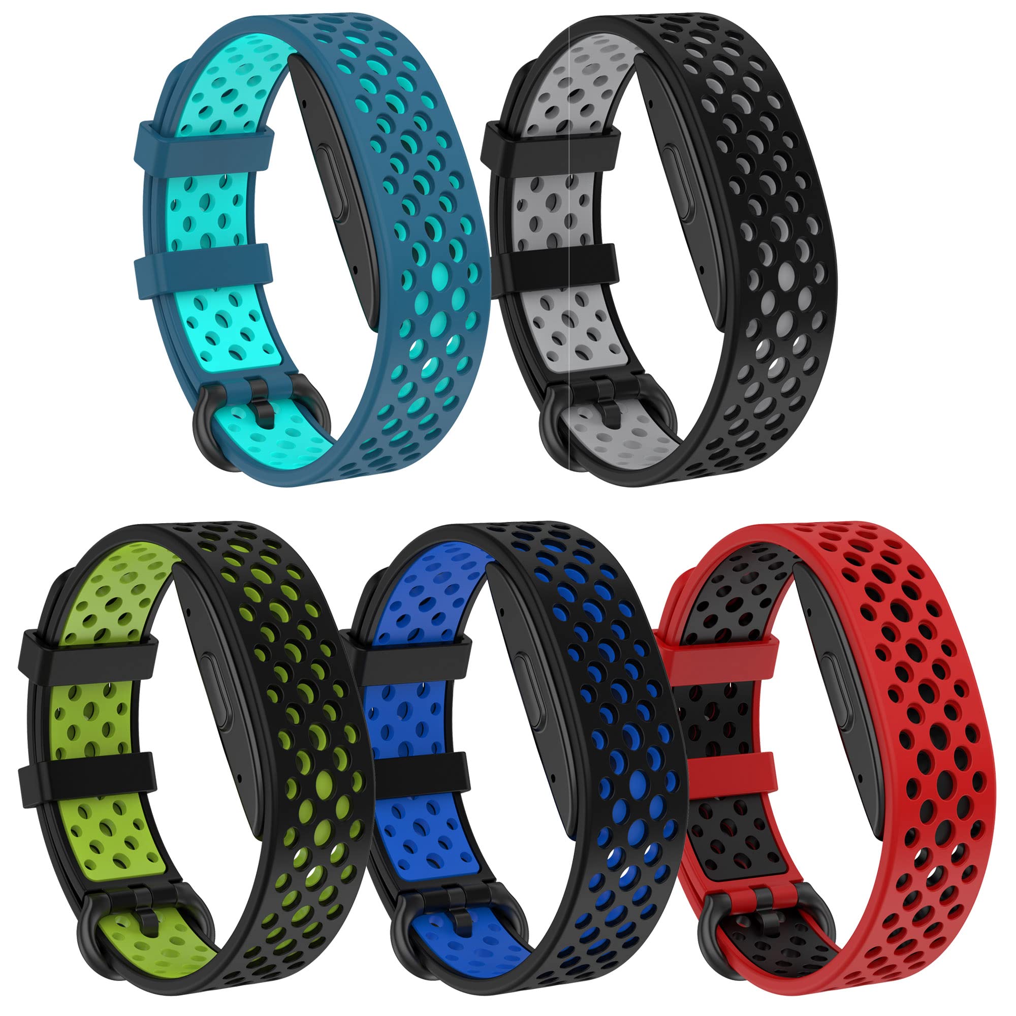 FitTurn Sport Watch Bands - Compatible with Amazon Halo Band, Soft & Breathable Perforated TPU Wristband Replacement Strap for Men & Women - Ideal for Running, Workouts & Daily Use (FiveColors-B)
