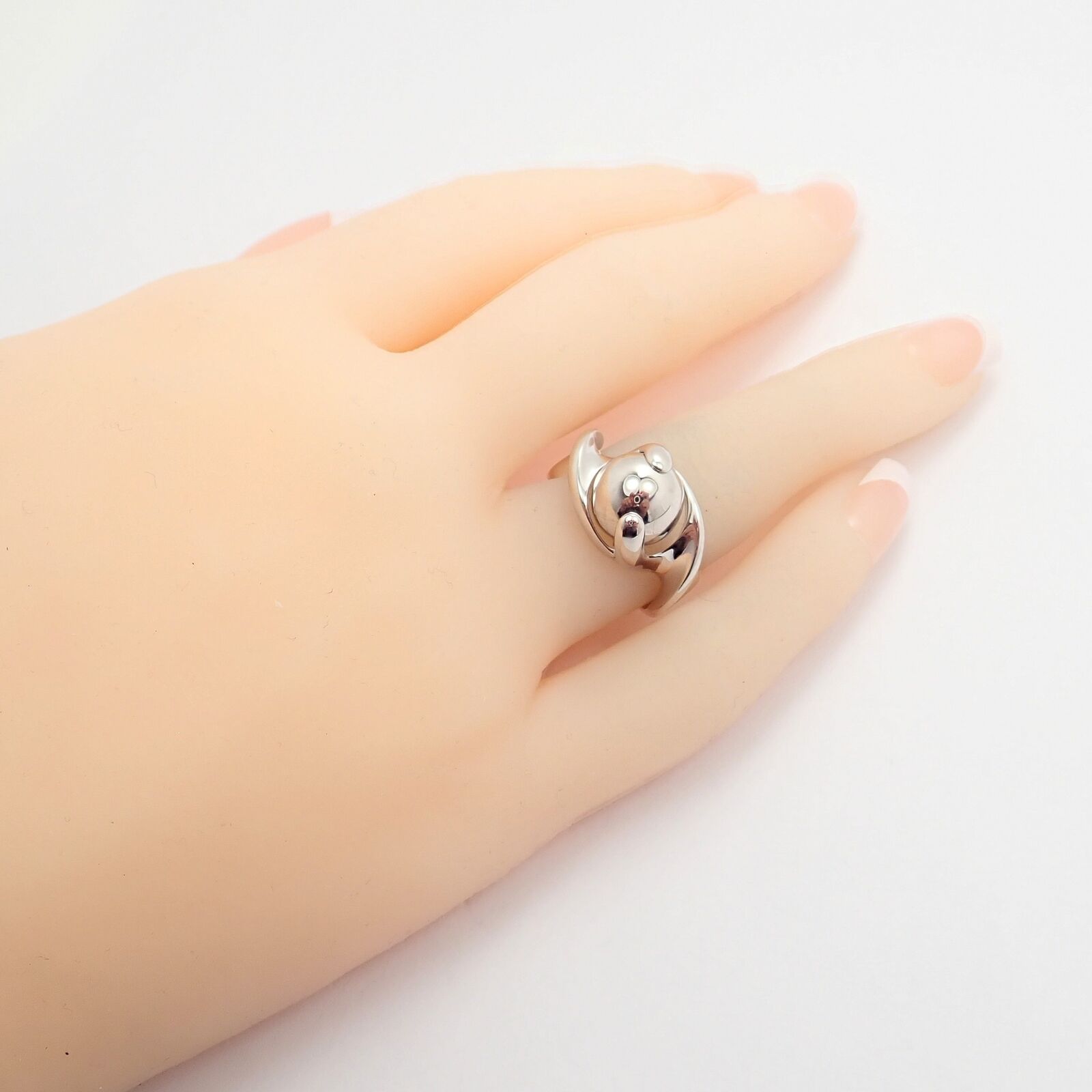 Authentic Marina B 18k White Gold Rolling Ball Globe Ring Size 7 - Perfect for Anniversary Gifts, Luxury Jewelry Collection & Special Occasions